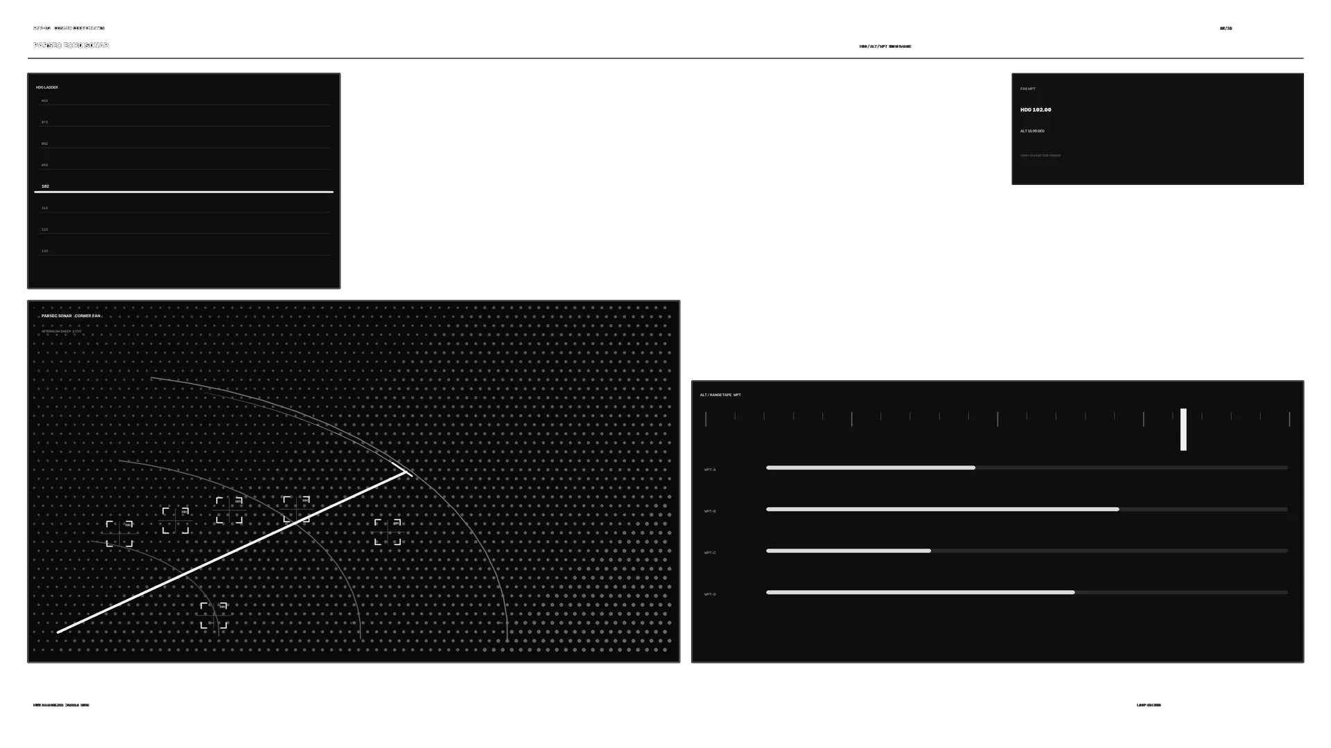Monochrome sonar interface with radar geometry — free 3840x2160 4K wallpaper image