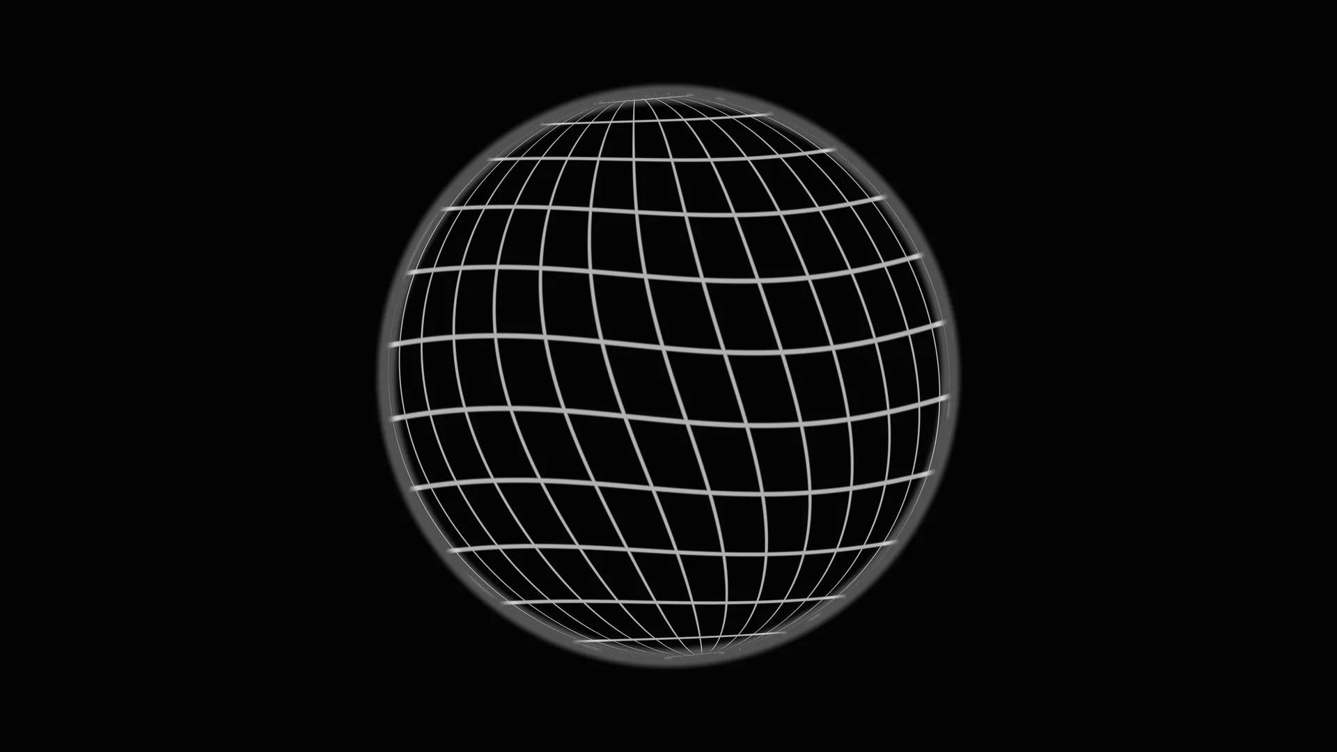 Monochrome wireframe globe on black — free 3840x2160 4K wallpaper image