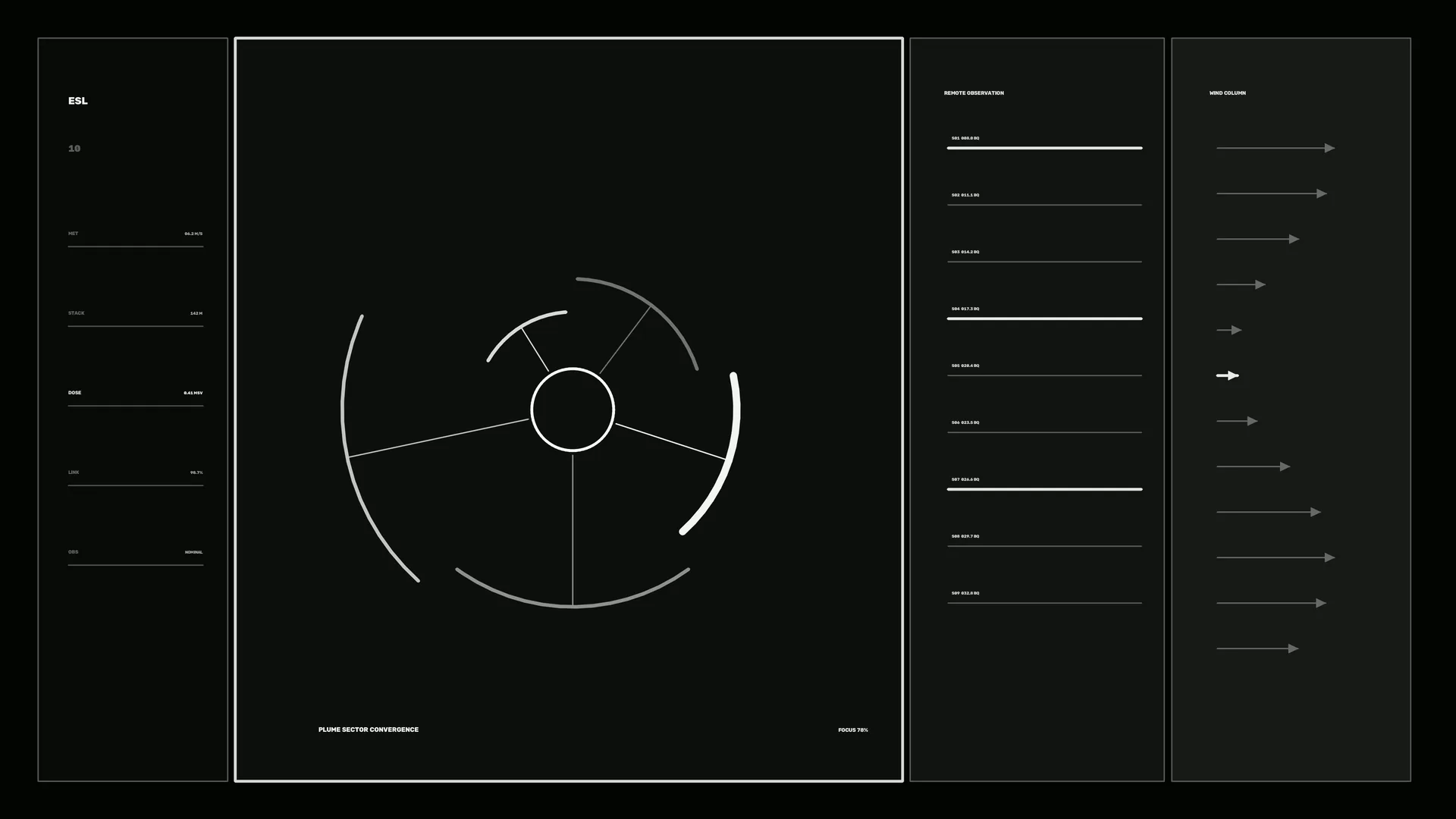 Monochrome orbital interface with radial geometry — free 3840x2160 4K wallpaper image