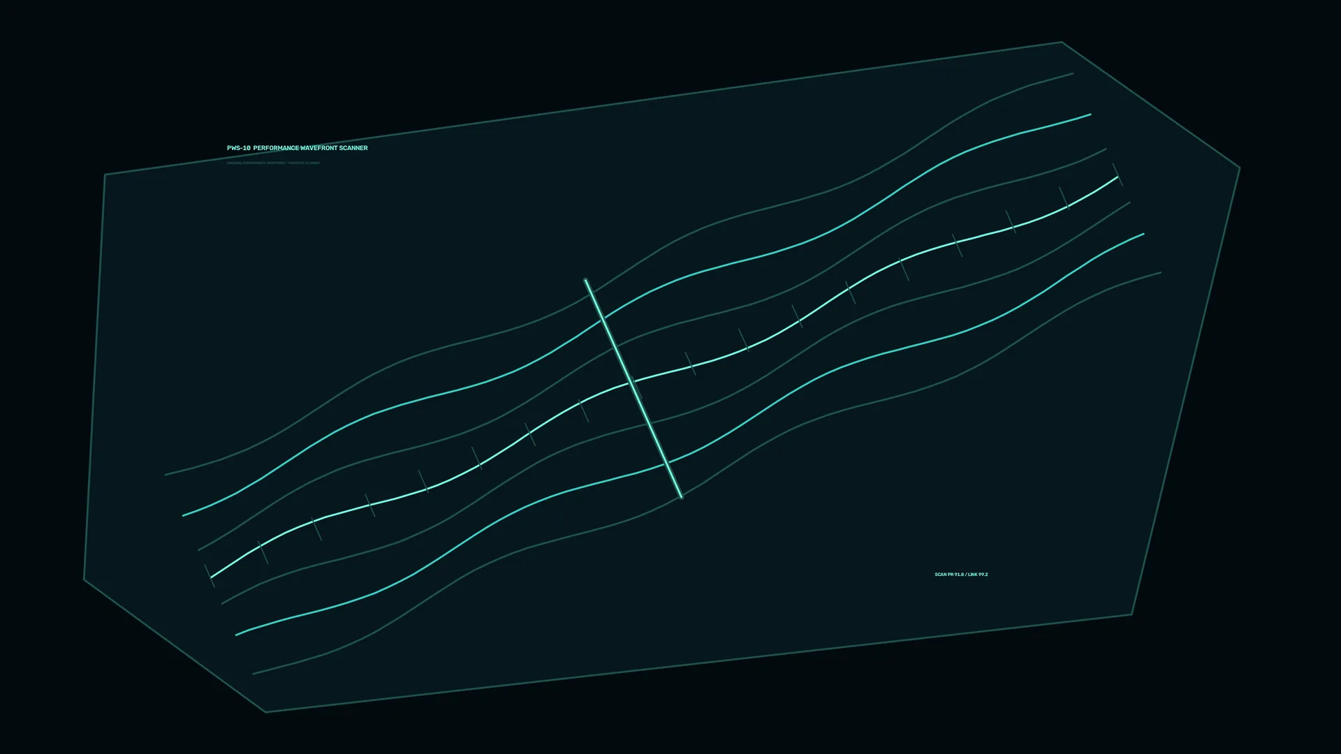 Teal wavefield scanner diagram on dark ground — free 3840x2160 4K wallpaper image