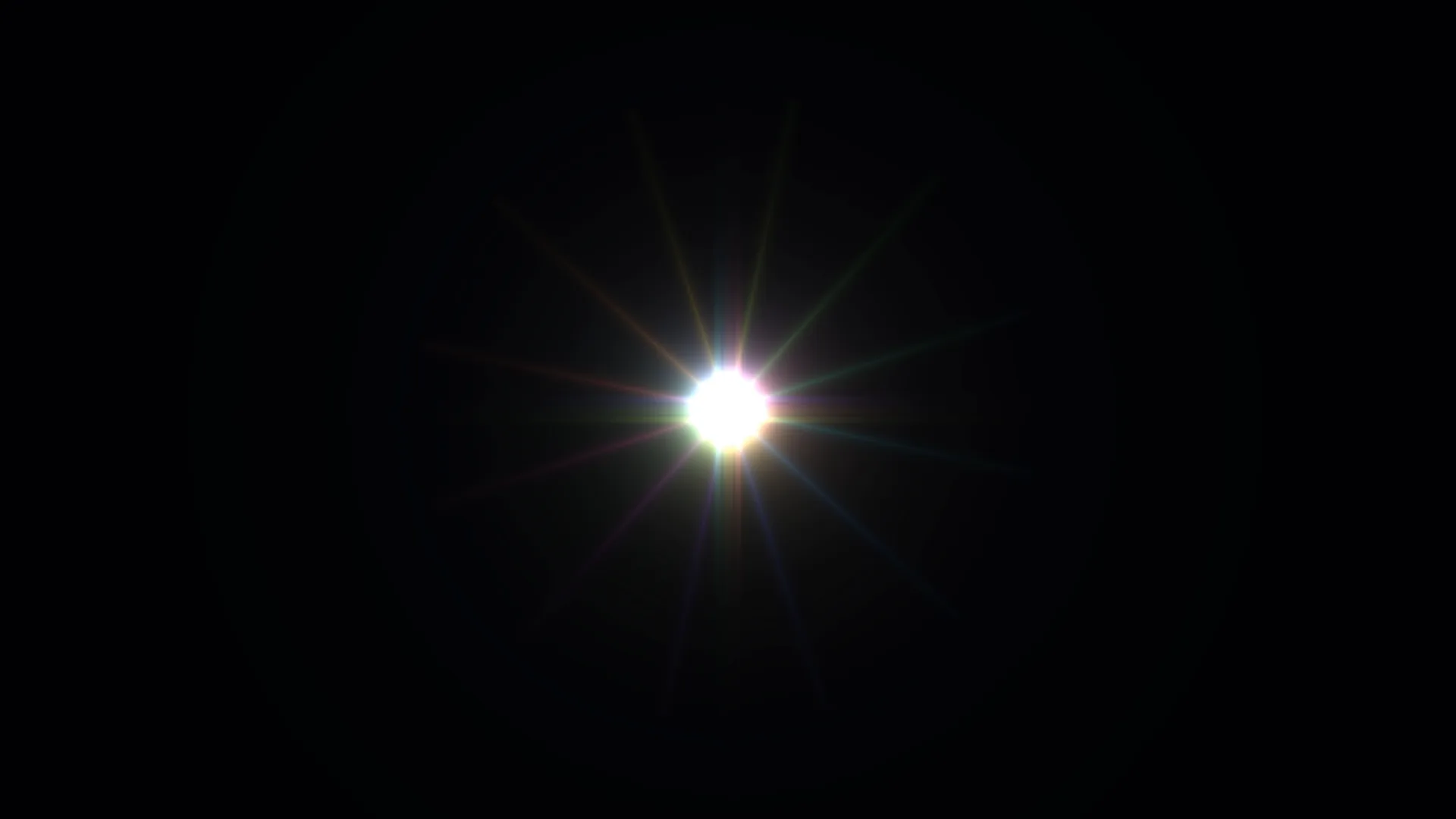 Prismatic radial flare on a black field — free 3840x2160 4K wallpaper image