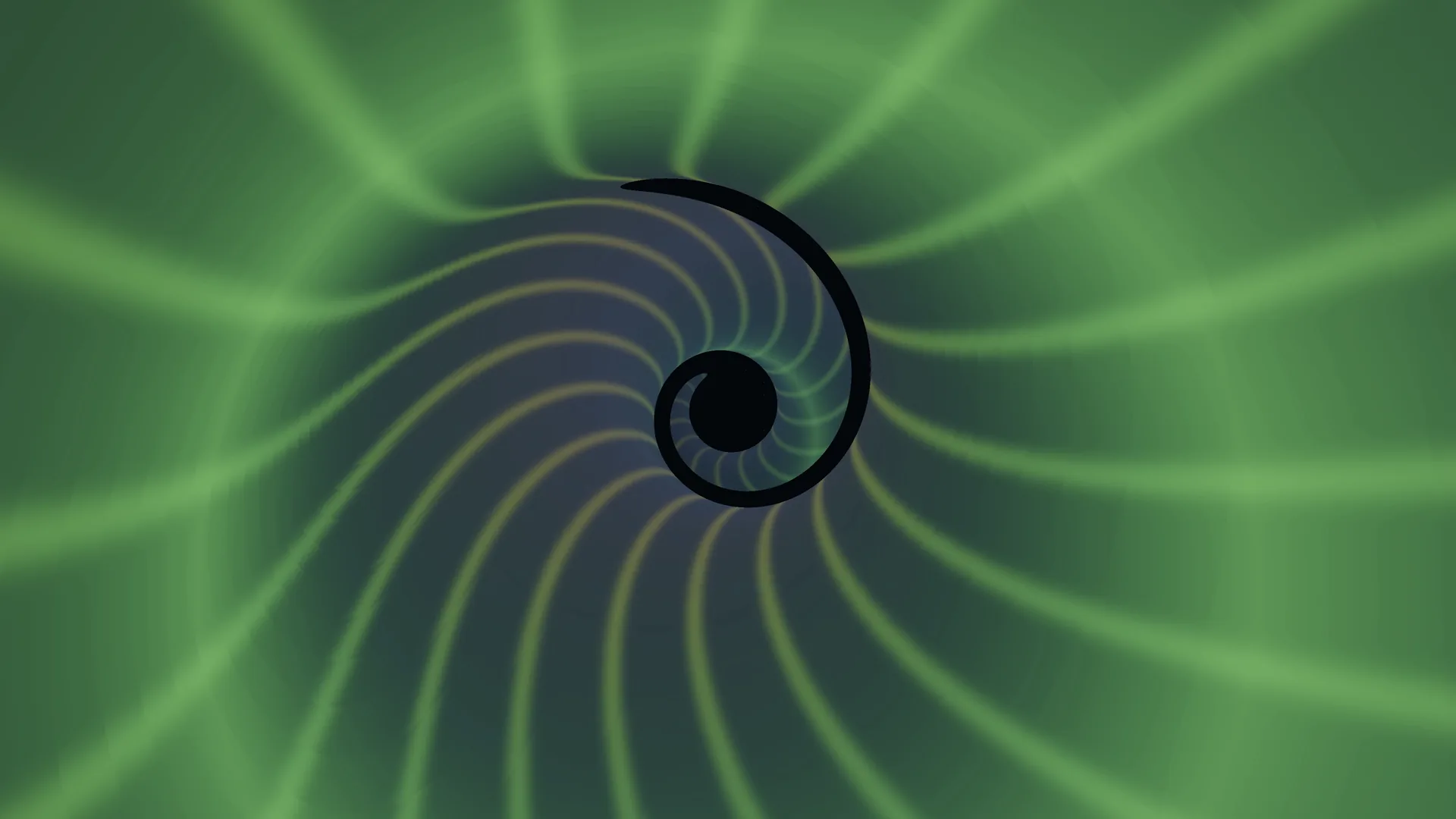 Black spiral over green radial distortion — free 3840x2160 4K wallpaper image