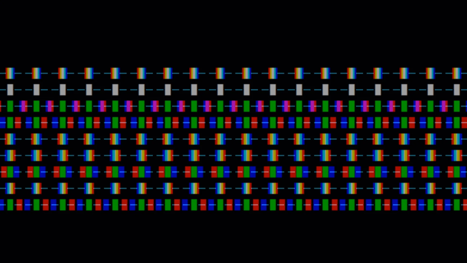 Chromatic pixel bars on a black grid — free 3840x2160 4K wallpaper image