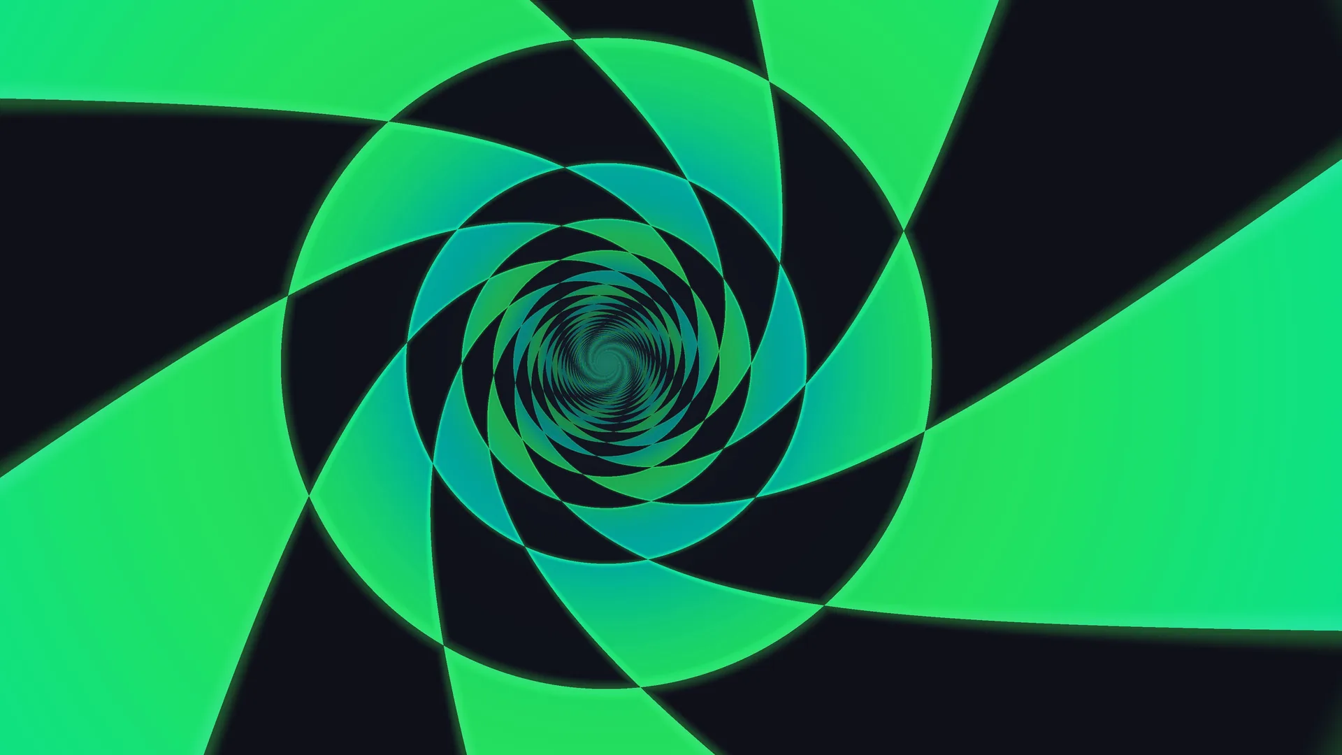 Emerald spiral formed by curved geometric bands — free 3840x2160 4K wallpaper image