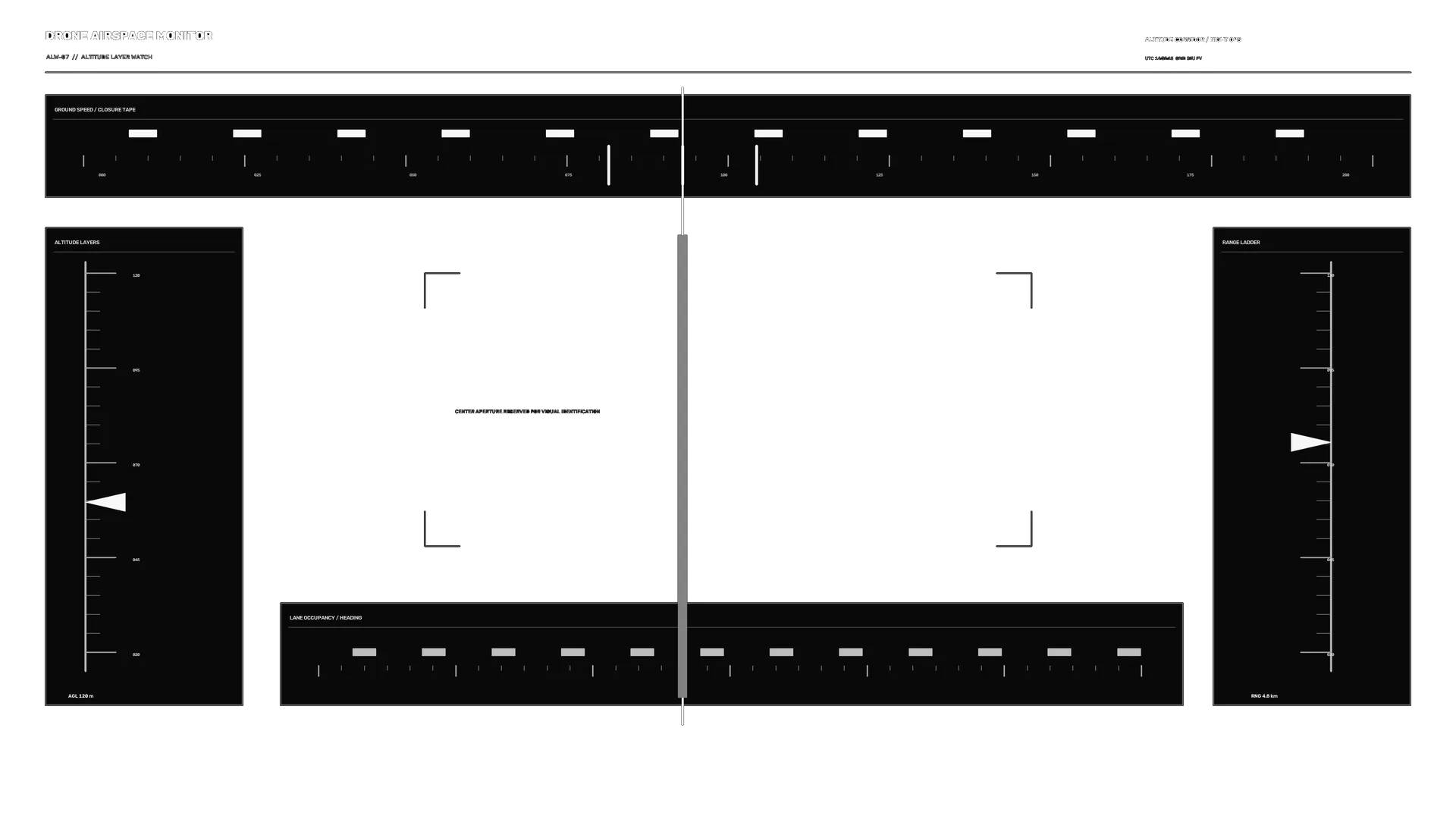 Monochrome drone airspace monitoring interface — free 3840x2160 4K wallpaper image