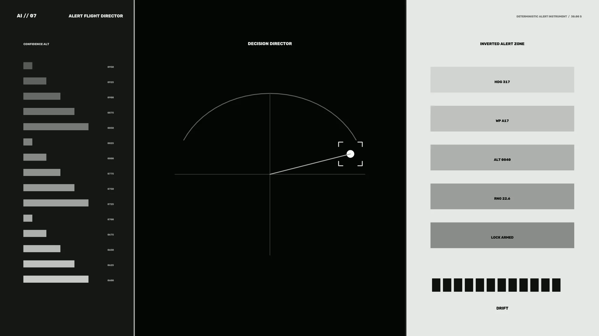 Monochrome flight director targeting interface — free 3840x2160 4K wallpaper image