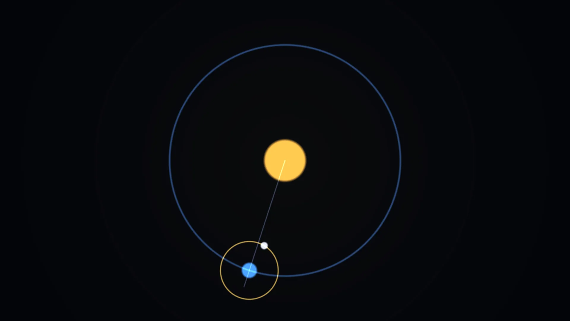 Minimal orbital diagram with blue and gold paths — free 3840x2160 4K wallpaper image