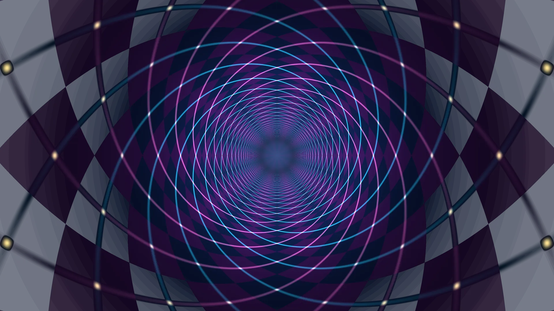 Concentric neon rings in a geometric tunnel — free 3840x2160 4K wallpaper image