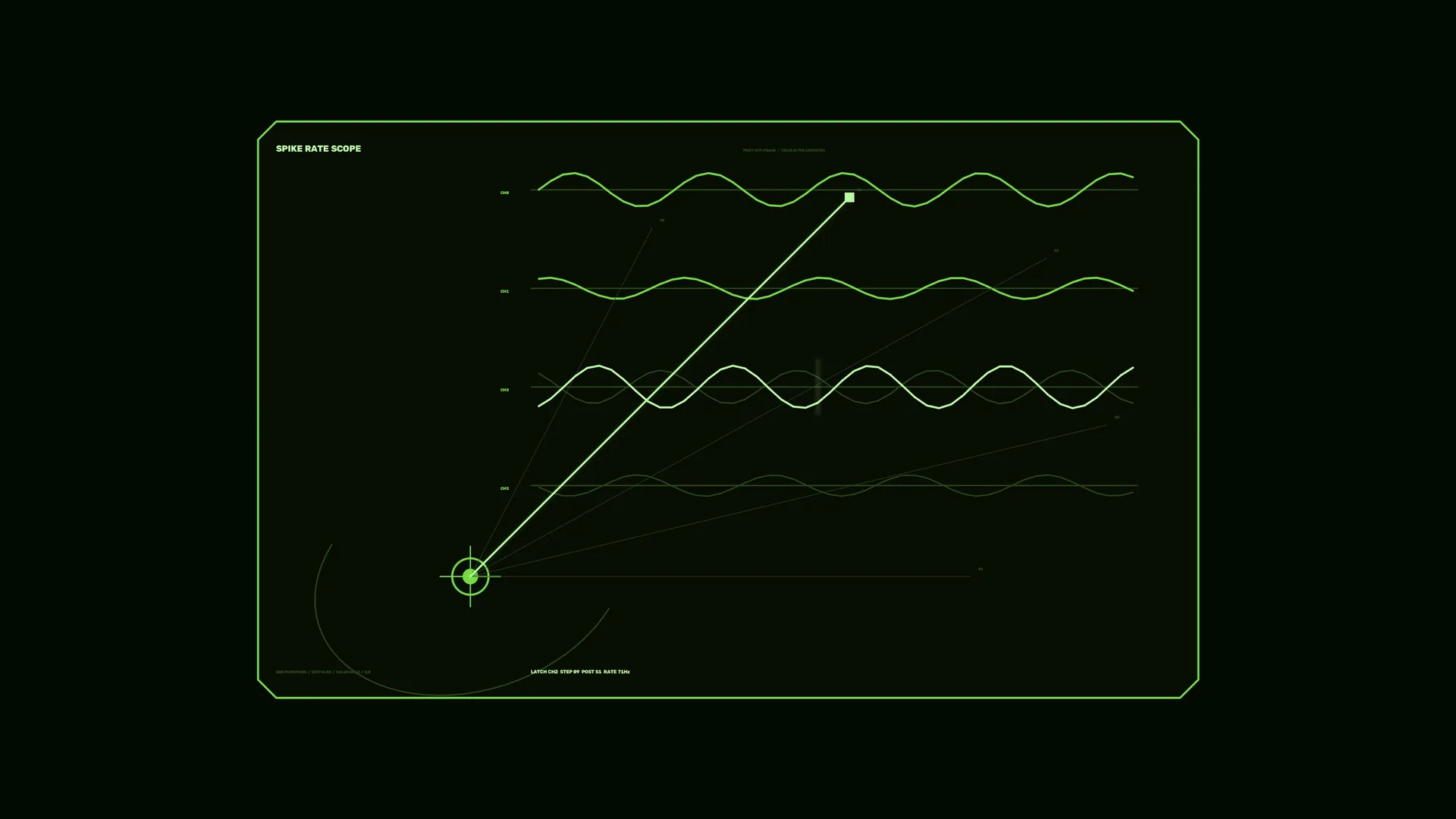 Neon green oscilloscope waveform diagram — free 3840x2160 4K wallpaper image