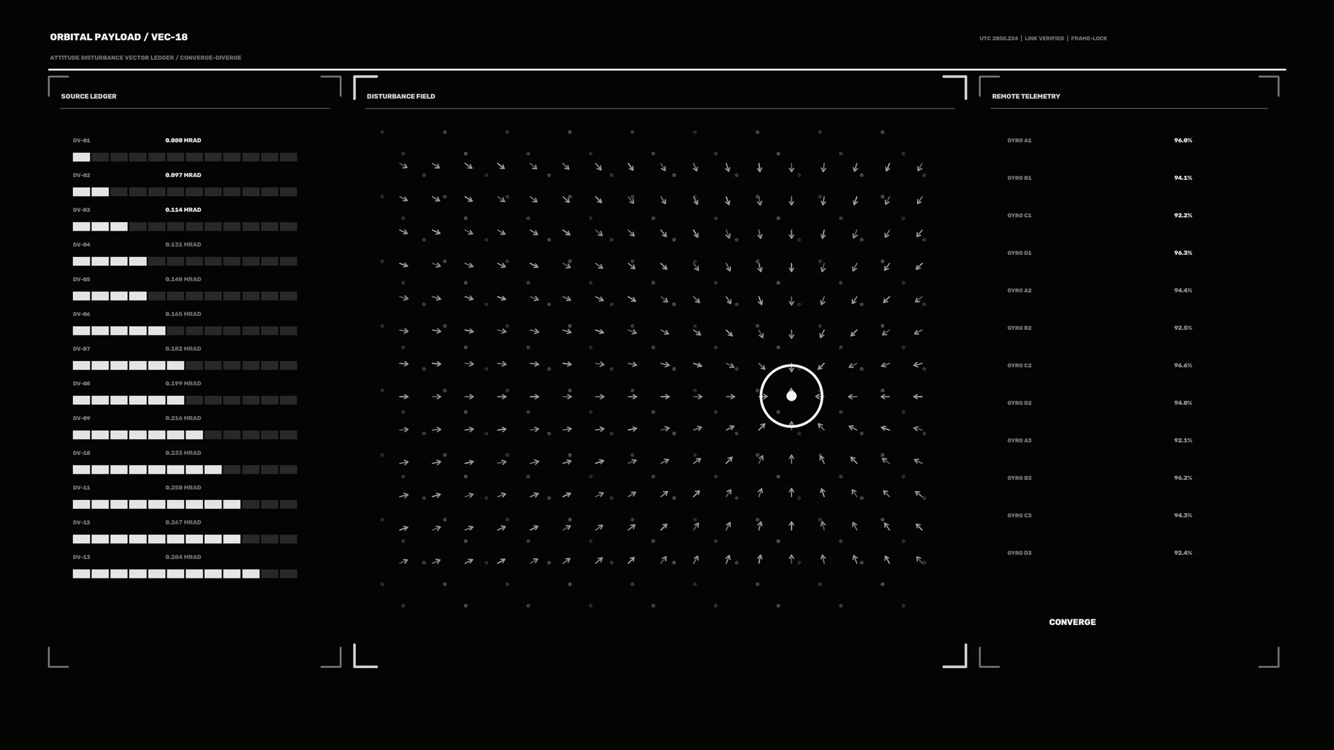 Orbital telemetry grid with converging vector field — free 3840x2160 4K wallpaper image