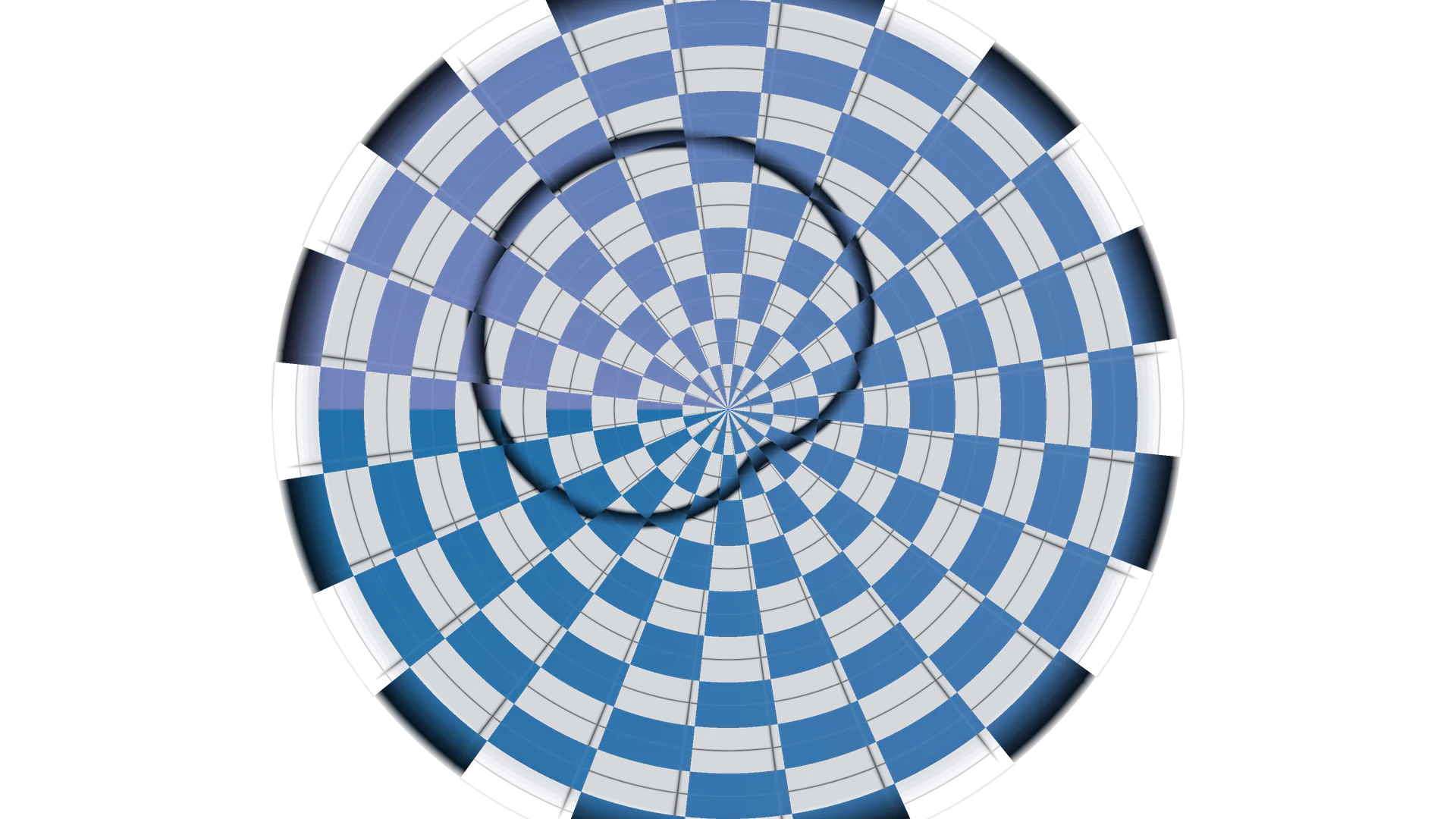 Blue radial checkerboard sphere on black — free 3840x2160 4K wallpaper image