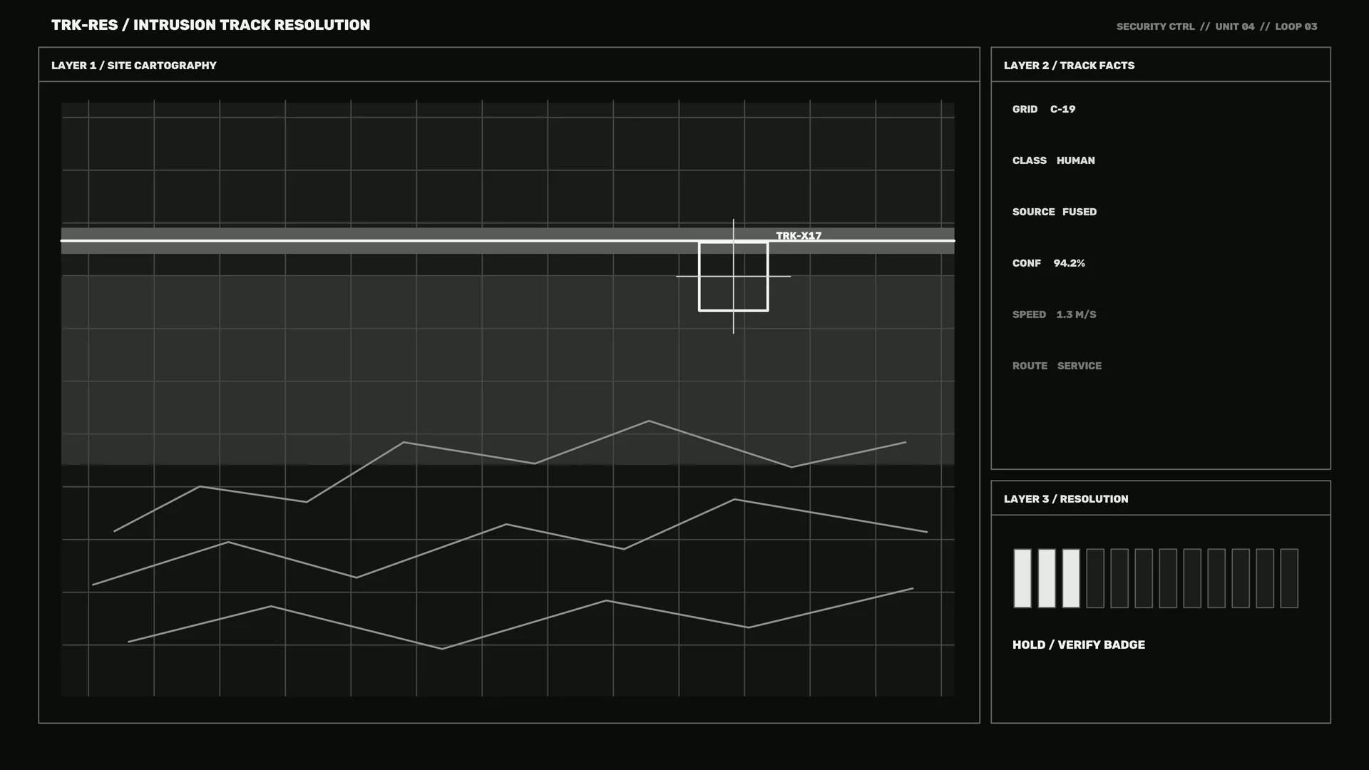 Monochrome intrusion tracking grid interface — free 3840x2160 4K wallpaper image