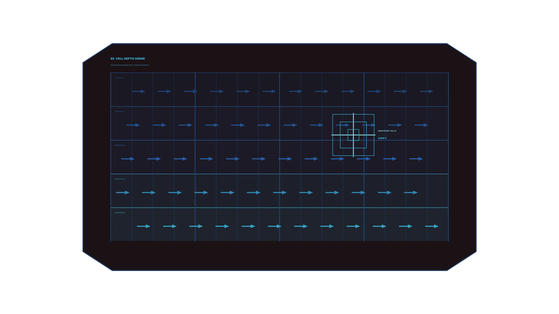 Cell depth sonar grid with cyan signal geometry — free 3840x2160 4K wallpaper image