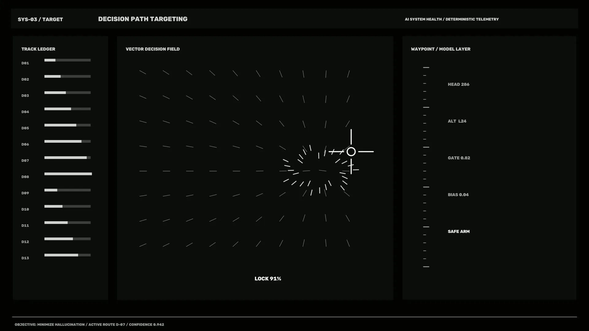 Monochrome vector decision field interface — free 3840x2160 4K wallpaper image