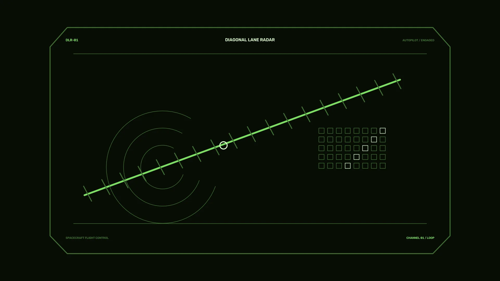Green diagonal radar interface with signal grid — free 3840x2160 4K wallpaper image