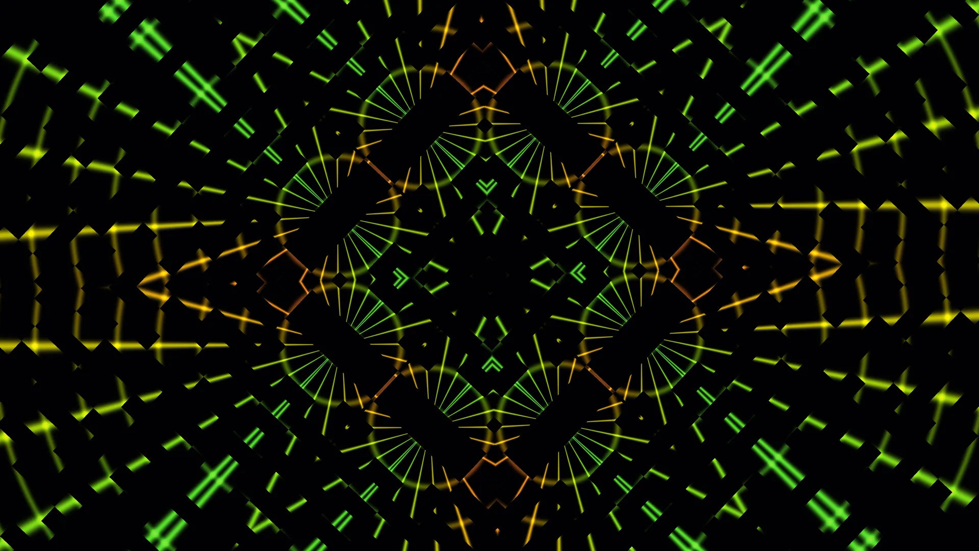 Neon radial lattice on a black field — free 3840x2160 4K wallpaper image