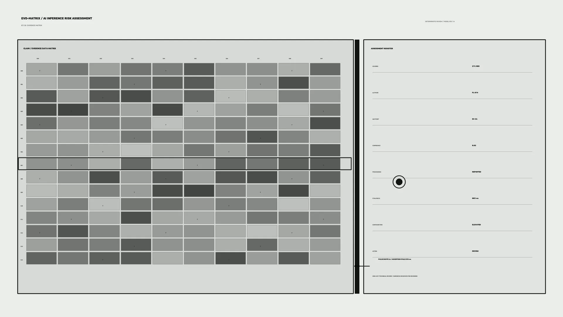 Monochrome Evidence Matrix and Assessment Register — free 3840x2160 4K wallpaper image