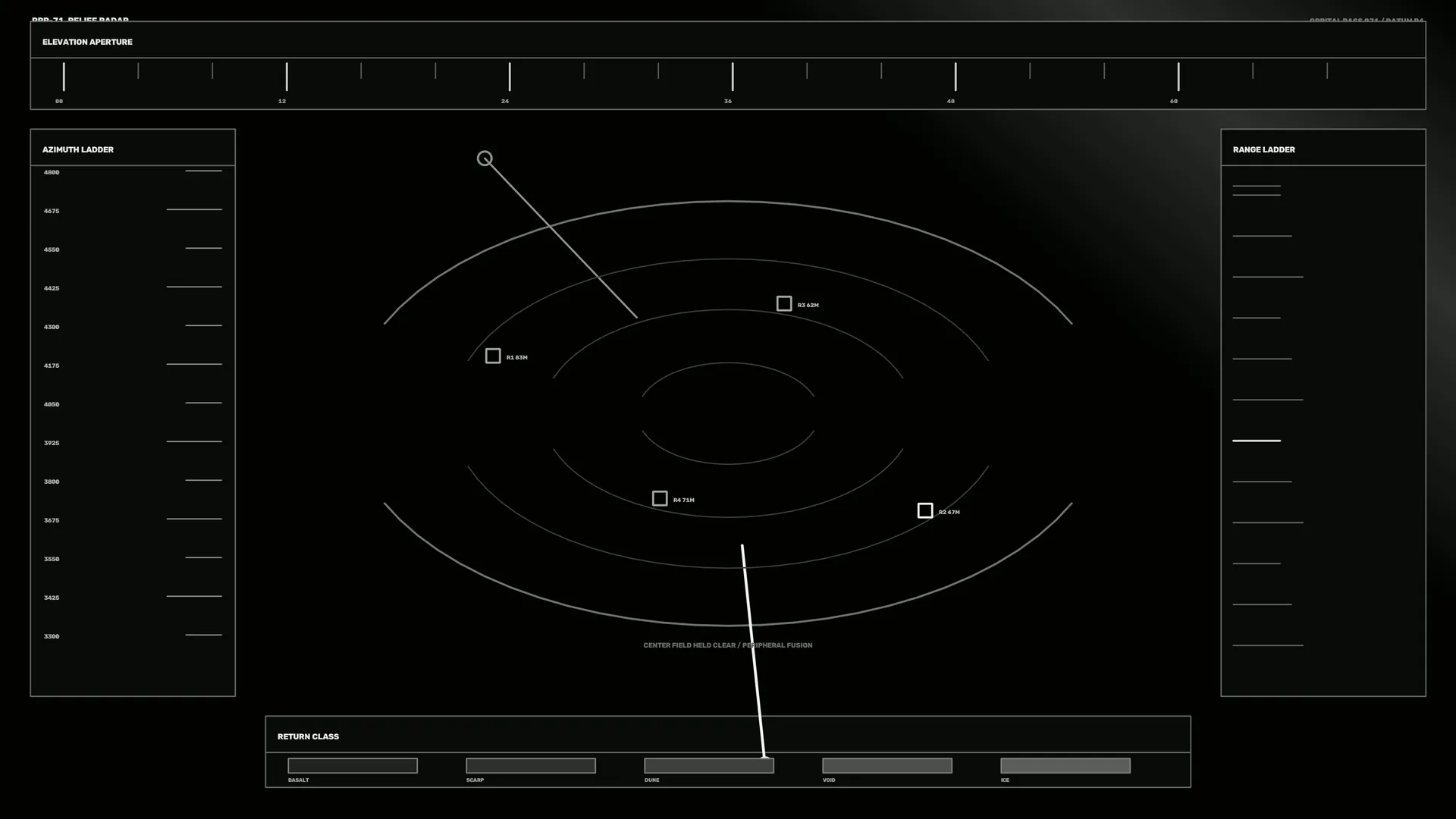 Monochrome radar range and azimuth schematic — free 3840x2160 4K wallpaper image