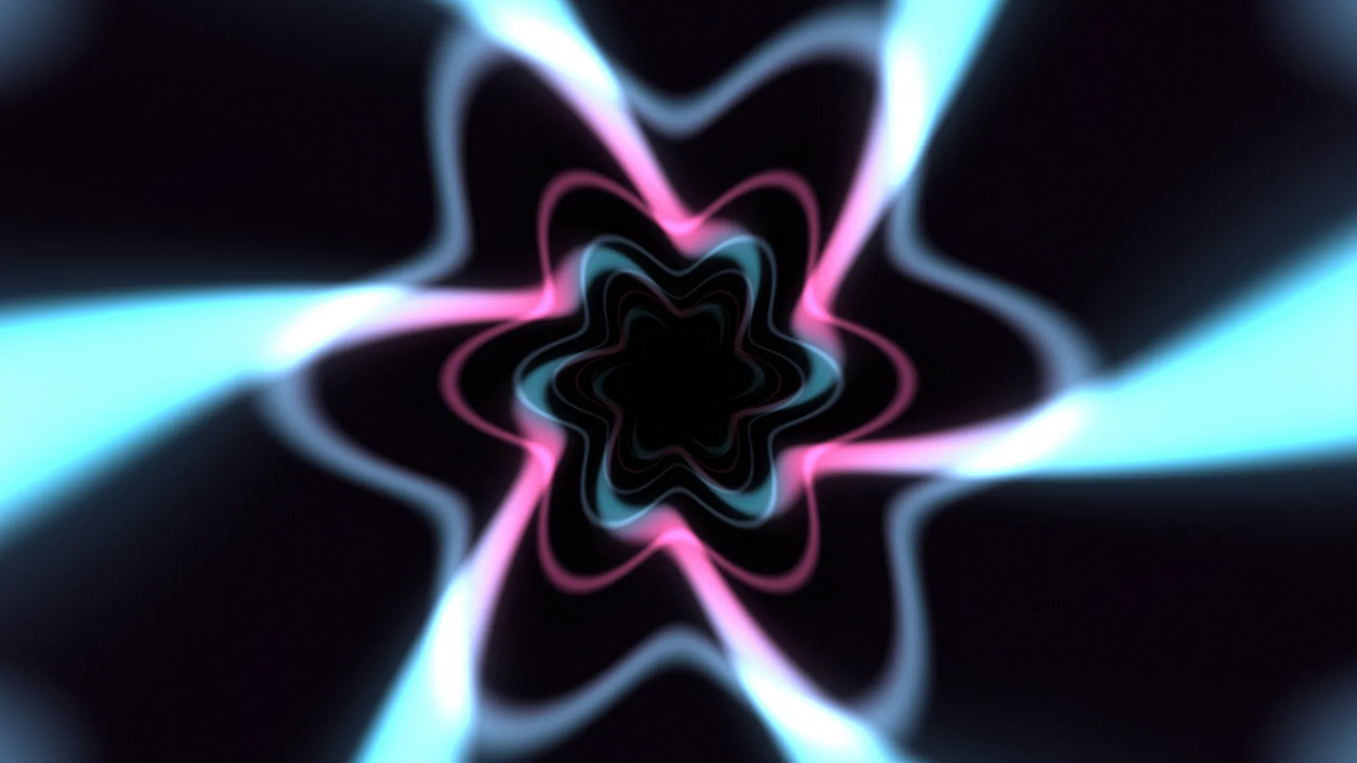 Neon radial loops on a black geometric field — free 3840x2160 4K wallpaper image