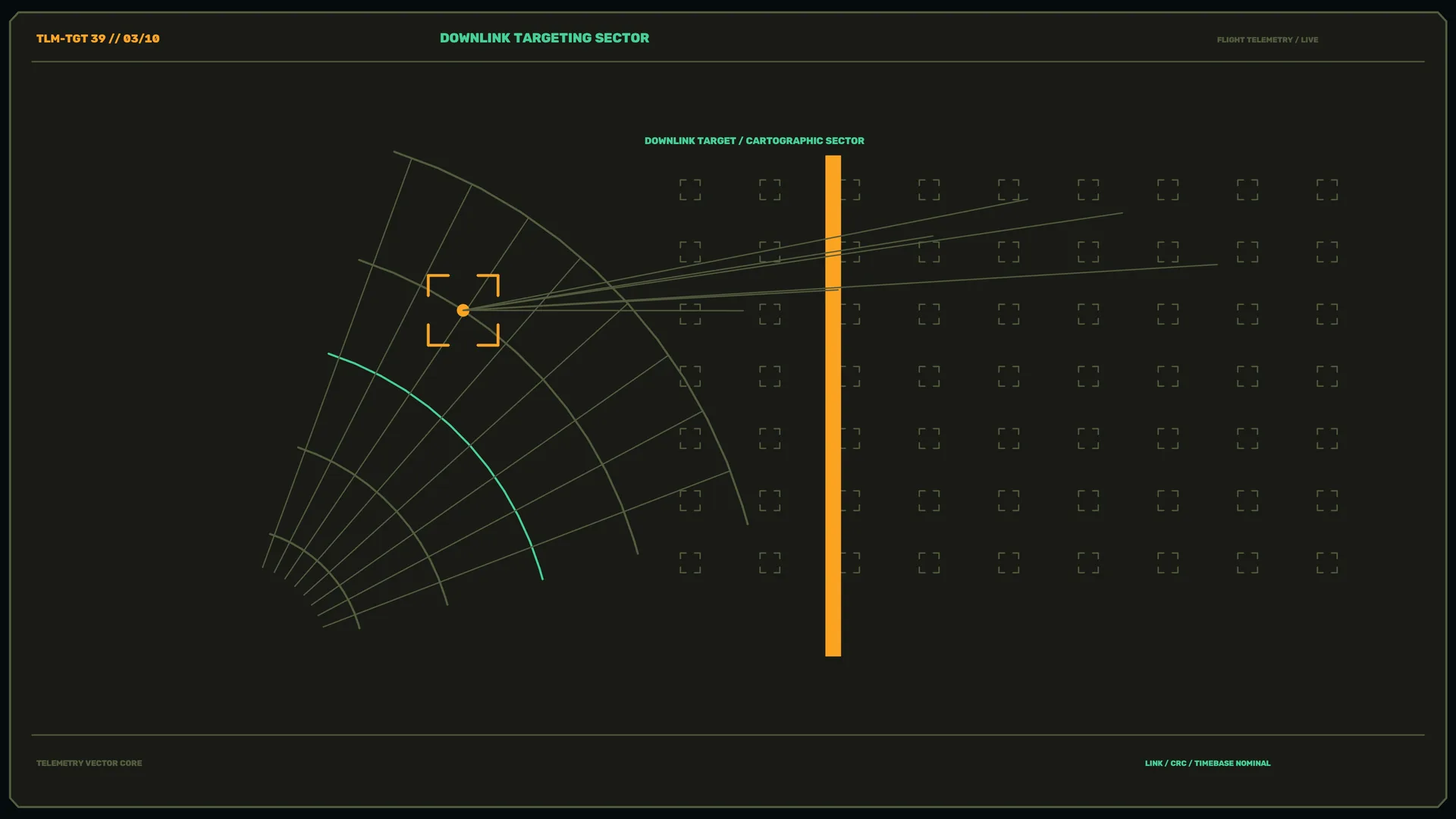 Telemetry targeting sector with orbital grid geometry — free 3840x2160 4K wallpaper image