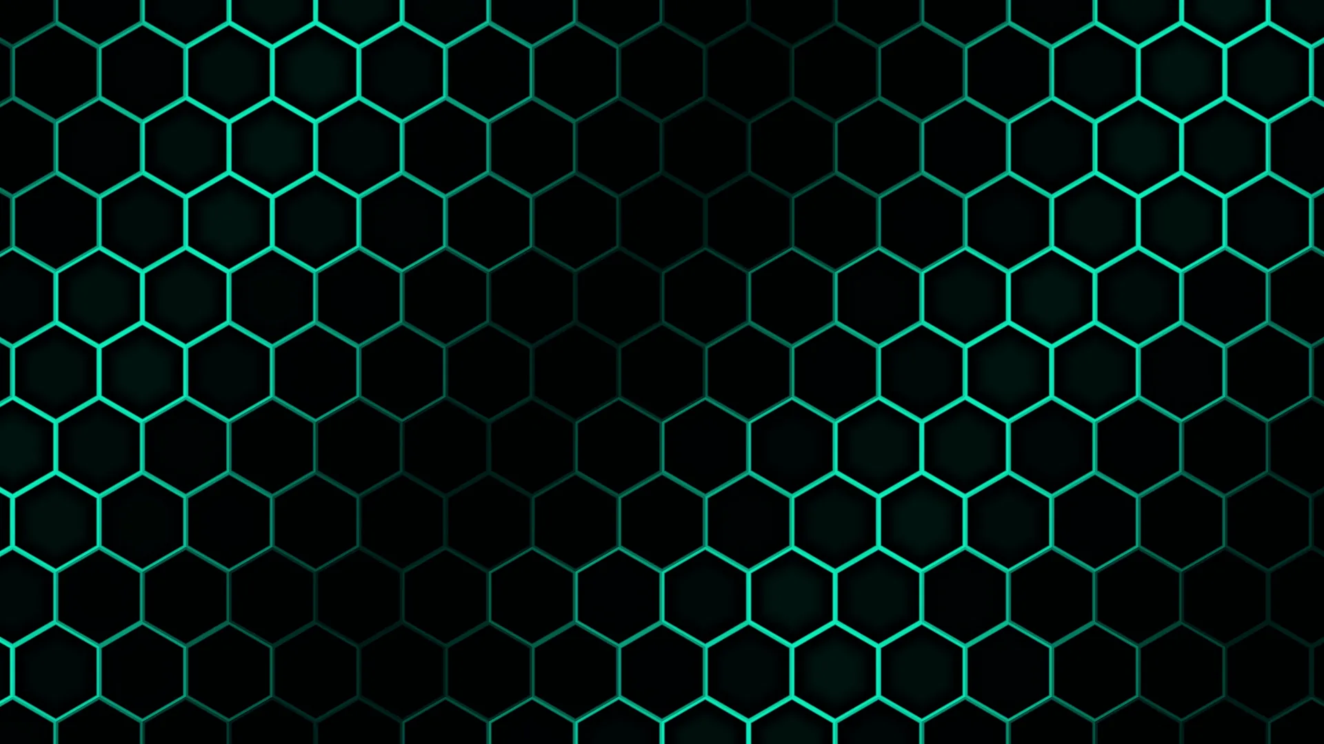 Glowing teal honeycomb grid on black — free 3840x2160 4K wallpaper image