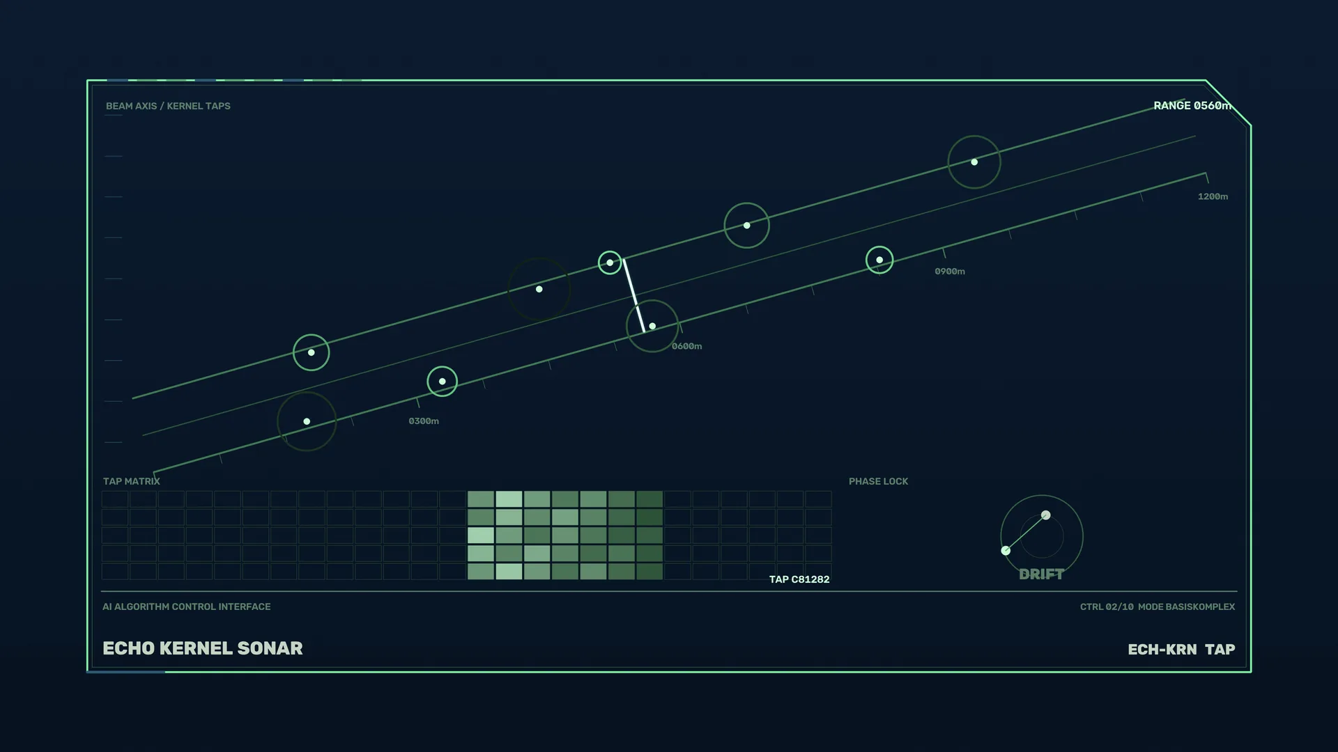 Echo Kernel Sonar Interface in Green Geometry — free 3840x2160 4K wallpaper image