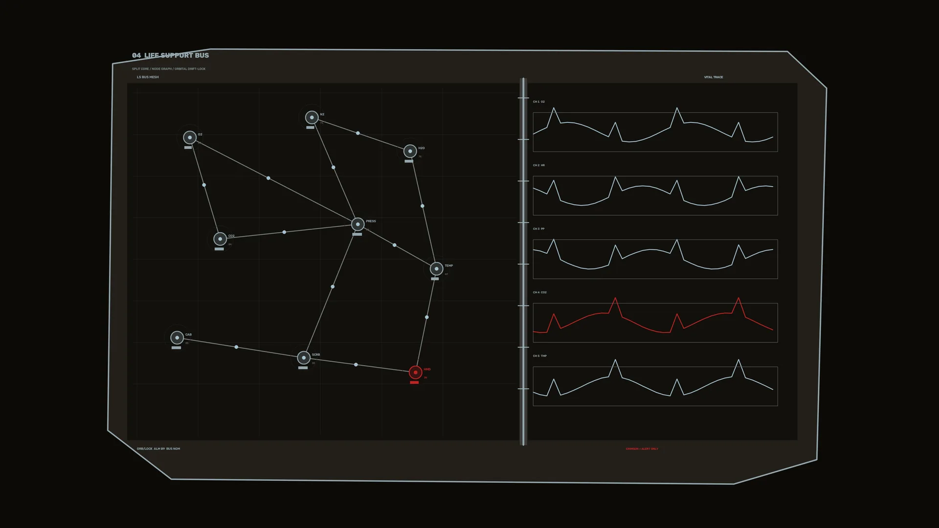 Dark technical network and vital trace interface — free 3840x2160 4K wallpaper image
