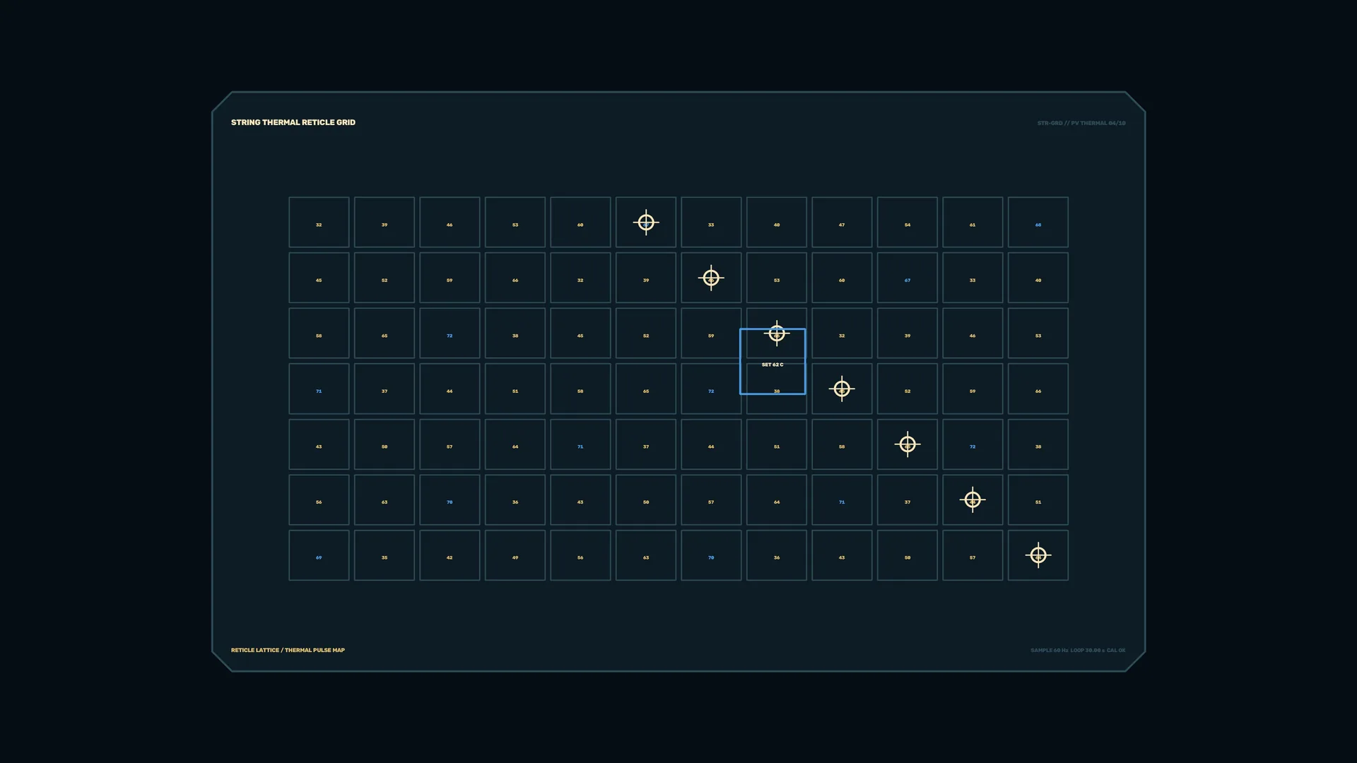 Thermal reticle grid on a dark technical panel — free 3840x2160 4K wallpaper image