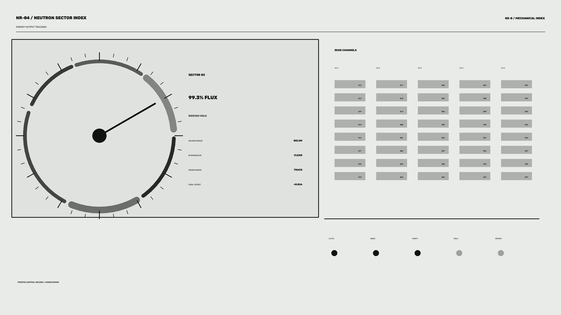 Monochrome Flux Gauge Technical Interface — free 3840x2160 4K wallpaper image