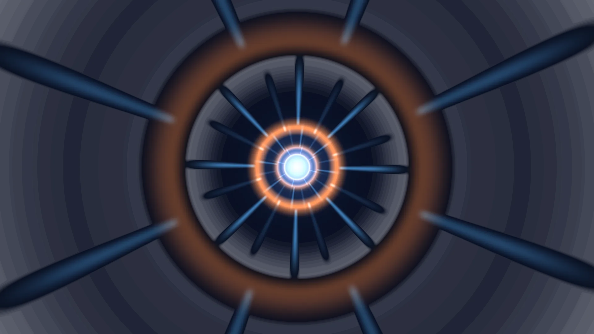 Concentric blue and orange radial light geometry — free 3840x2160 4K wallpaper image