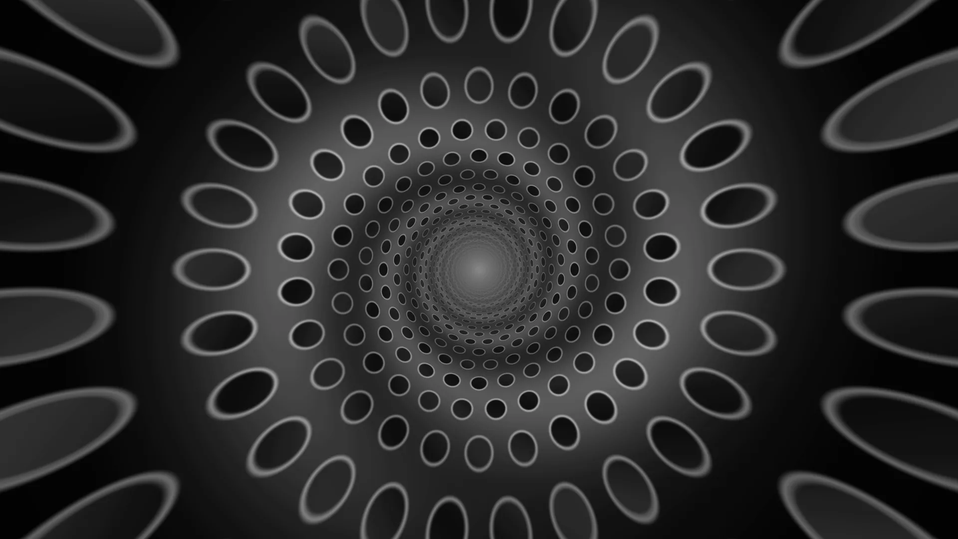Concentric elliptical ring tunnel in monochrome — free 3840x2160 4K wallpaper image