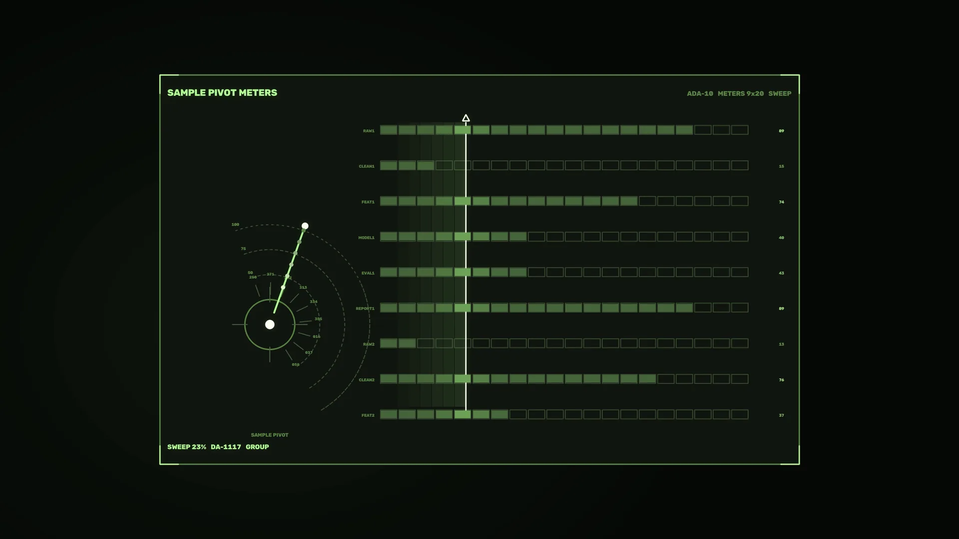 Green technical pilot meter interface — free 3840x2160 4K wallpaper image