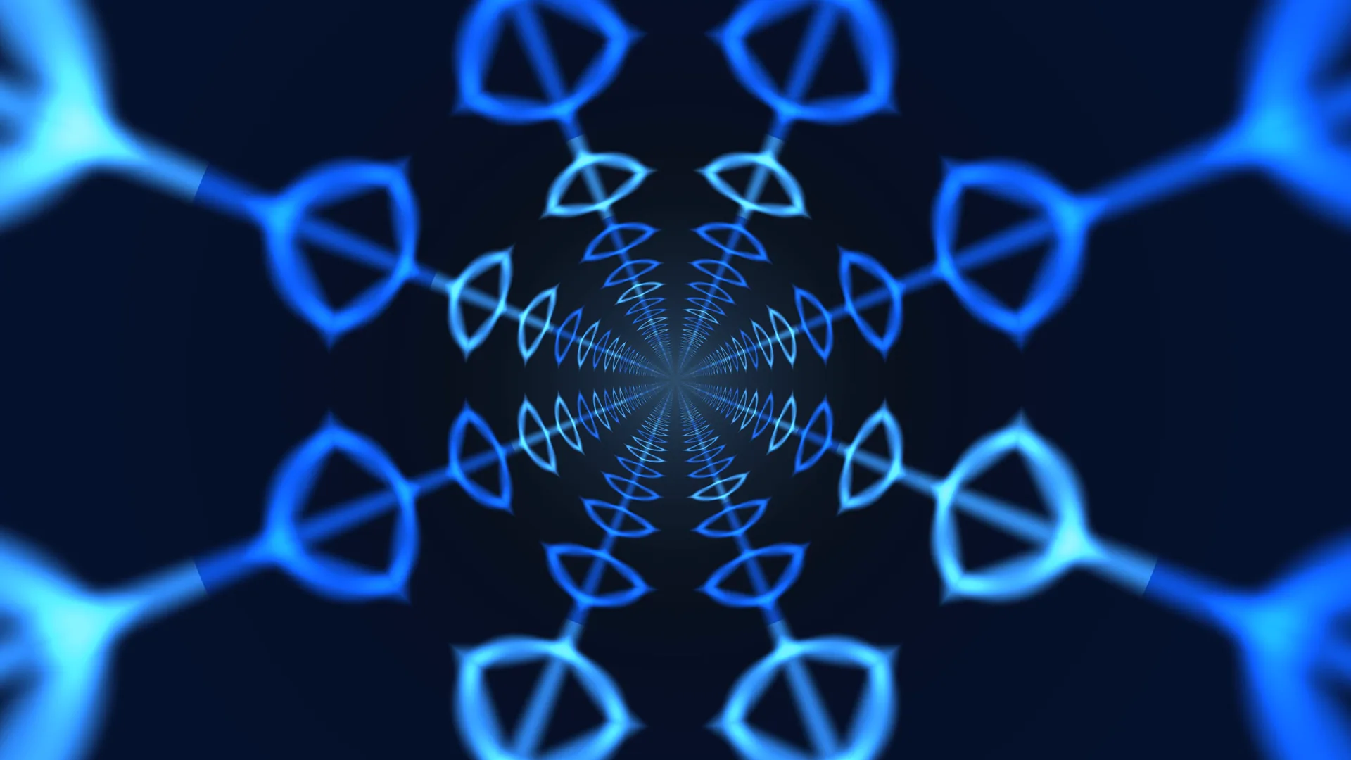 Electric blue geometric tunnel on navy — free 3840x2160 4K wallpaper image