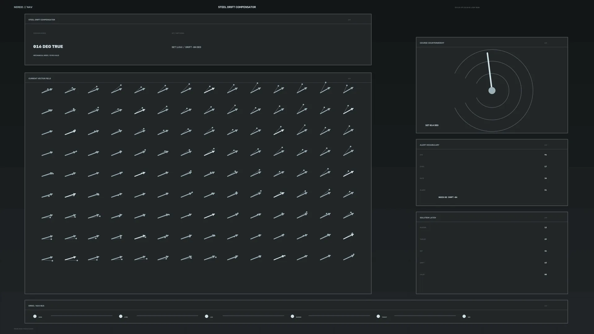 Dark navigation dashboard with vector field — free 3840x2160 4K wallpaper image