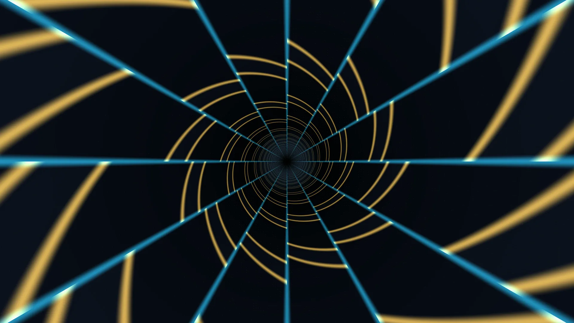 Cyan radial grid with concentric gold arcs — free 3840x2160 4K wallpaper image