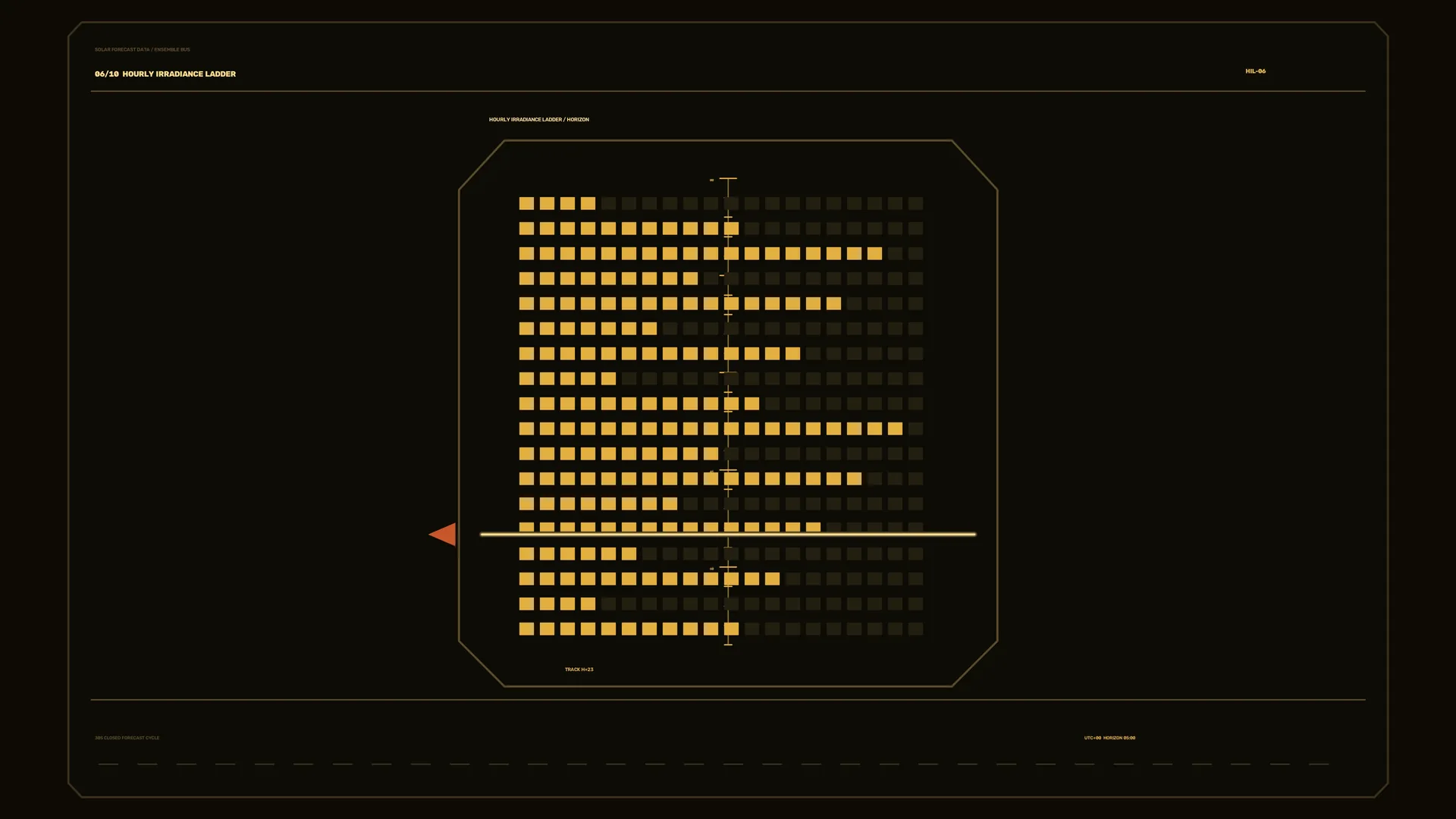 Amber Irradiance Grid on a Dark Technical Panel — free 3840x2160 4K wallpaper image