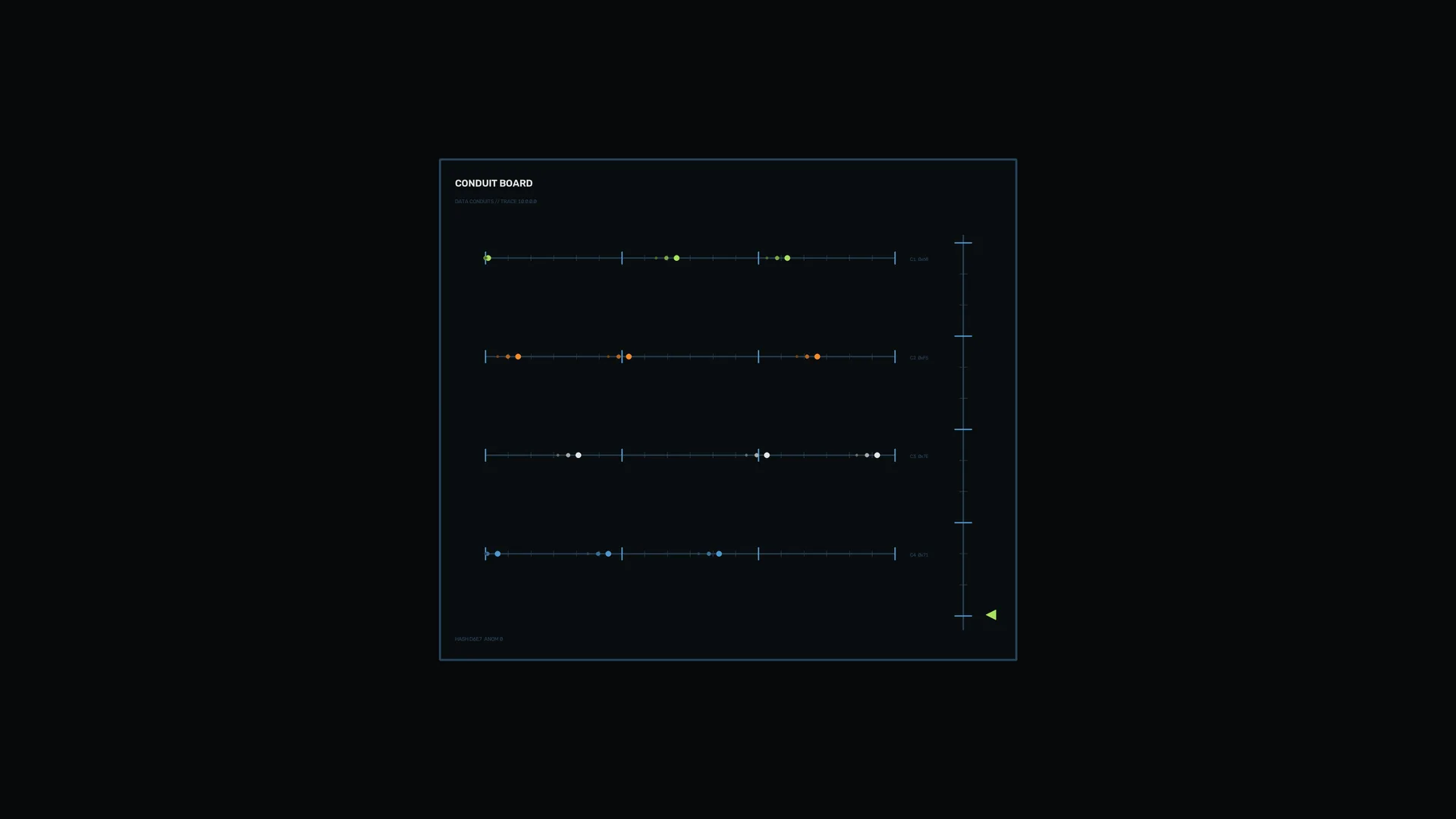 Dark conduit board with coloured data scales — free 3840x2160 4K wallpaper image