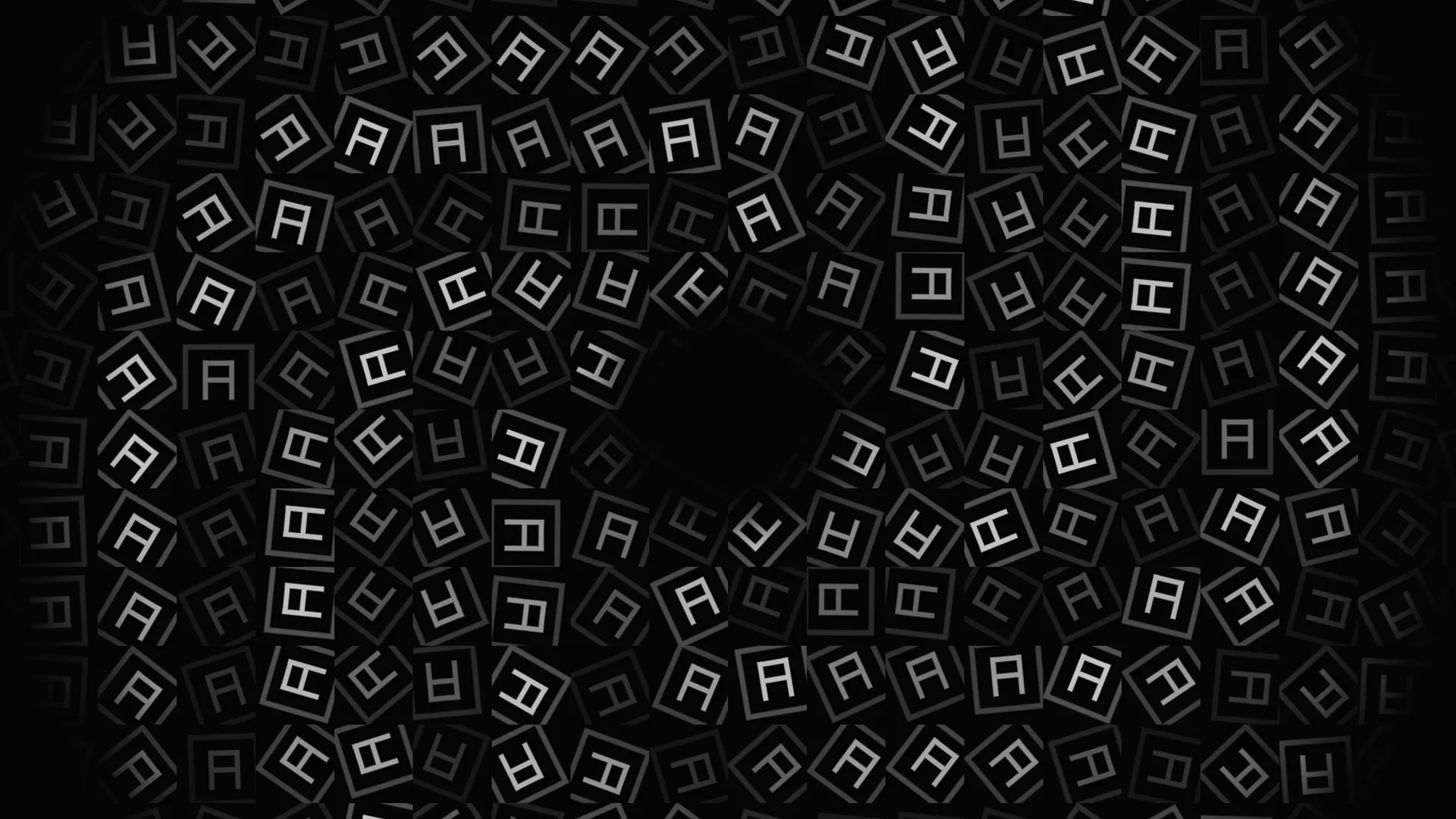 Rotated geometric glyphs on a black field — free 3840x2160 4K wallpaper image