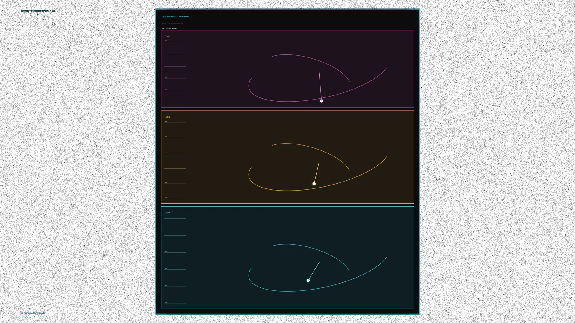 Three-panel neon gauge interface on black — free 3840x2160 4K wallpaper image