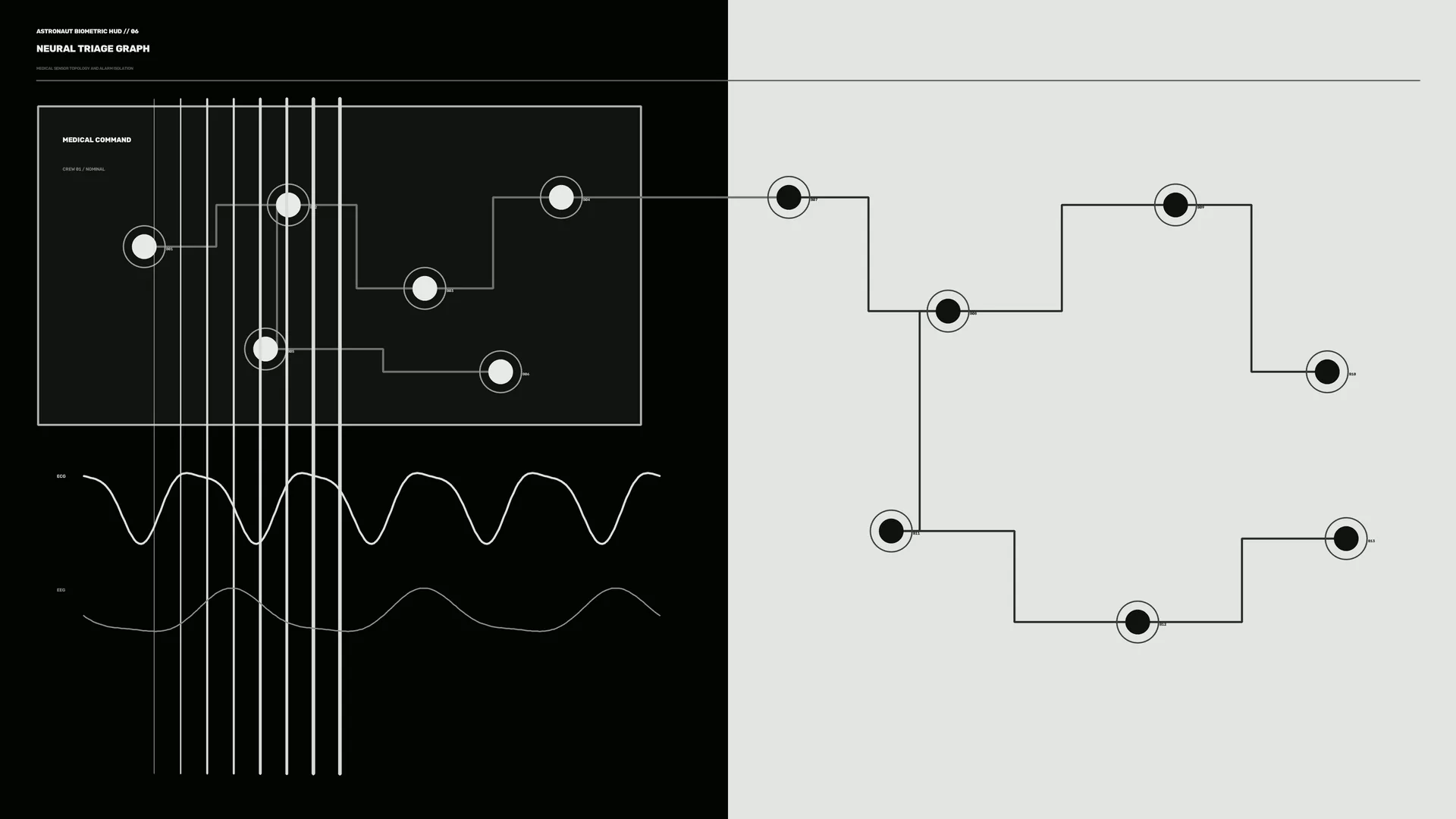 Monochrome neural triage graph with routed nodes — free 3840x2160 4K wallpaper image