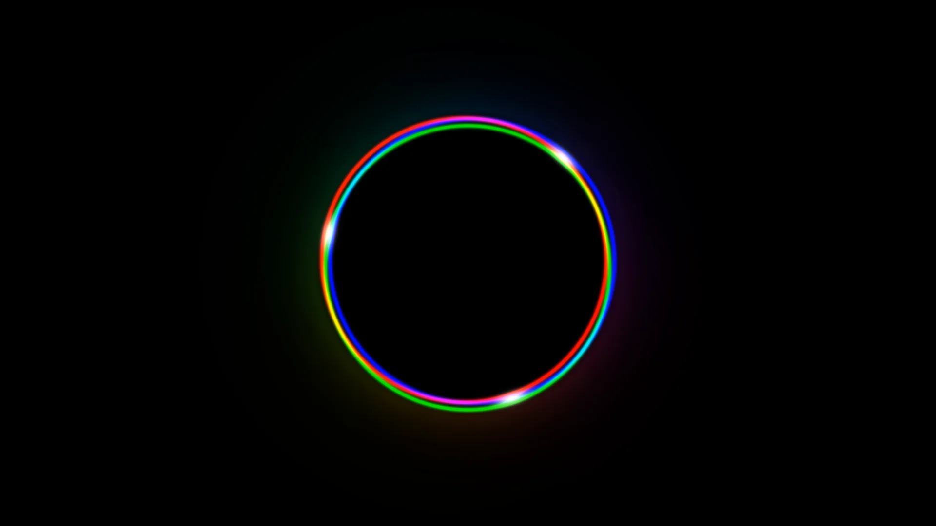 Chromatic neon ring on a black field — free 3840x2160 4K wallpaper image