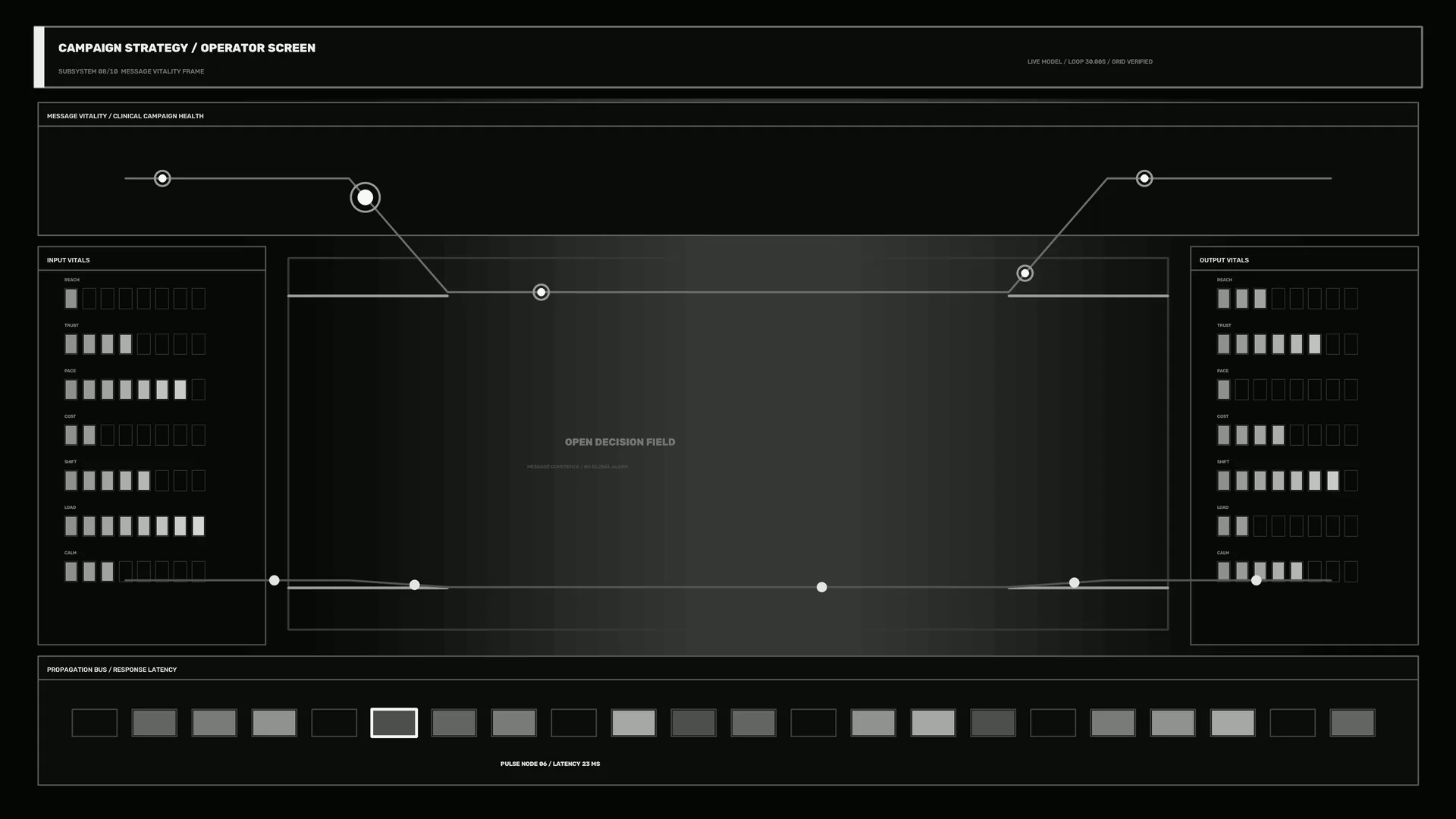 Monochrome campaign strategy interface grid — free 3840x2160 4K wallpaper image