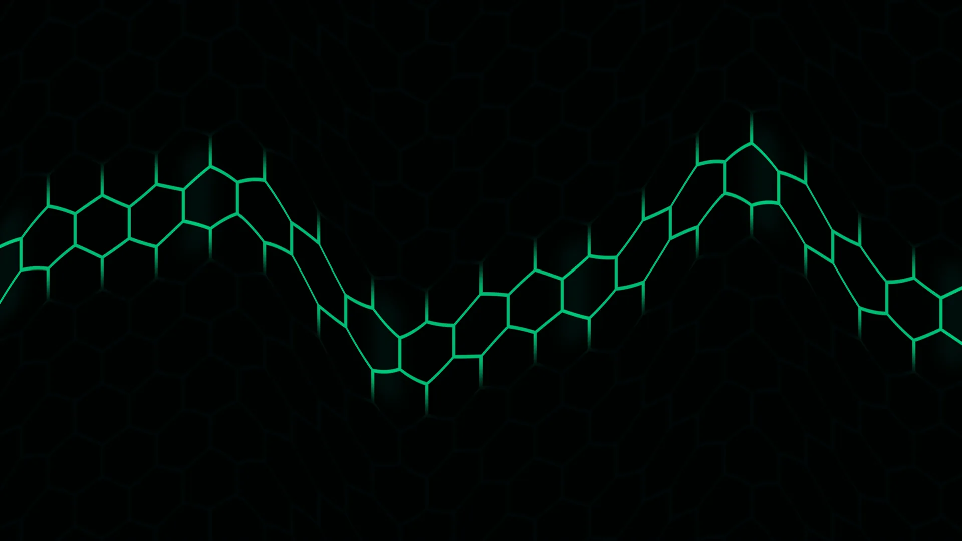 Neon green hexagonal wave on a black grid — free 3840x2160 4K wallpaper image