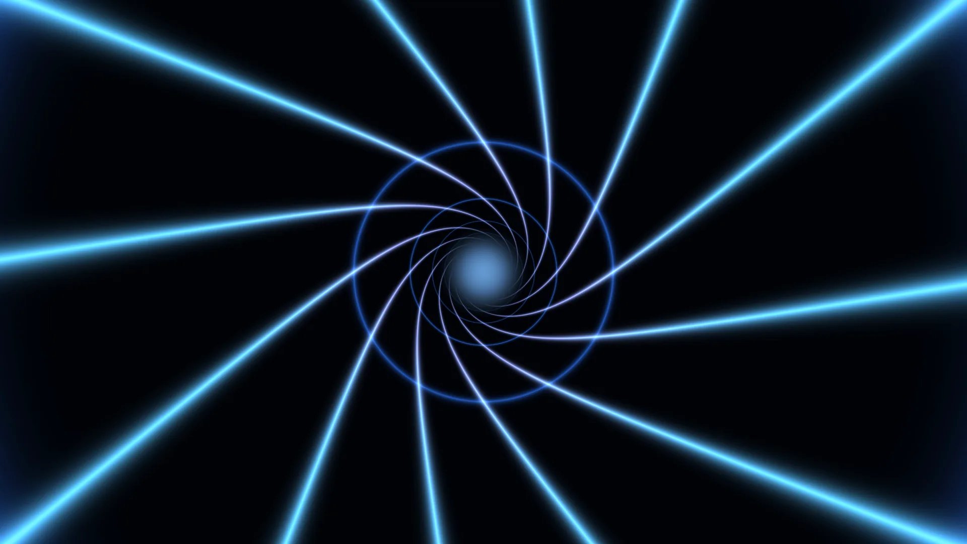 Electric blue spiral beams on a black field — free 3840x2160 4K wallpaper image