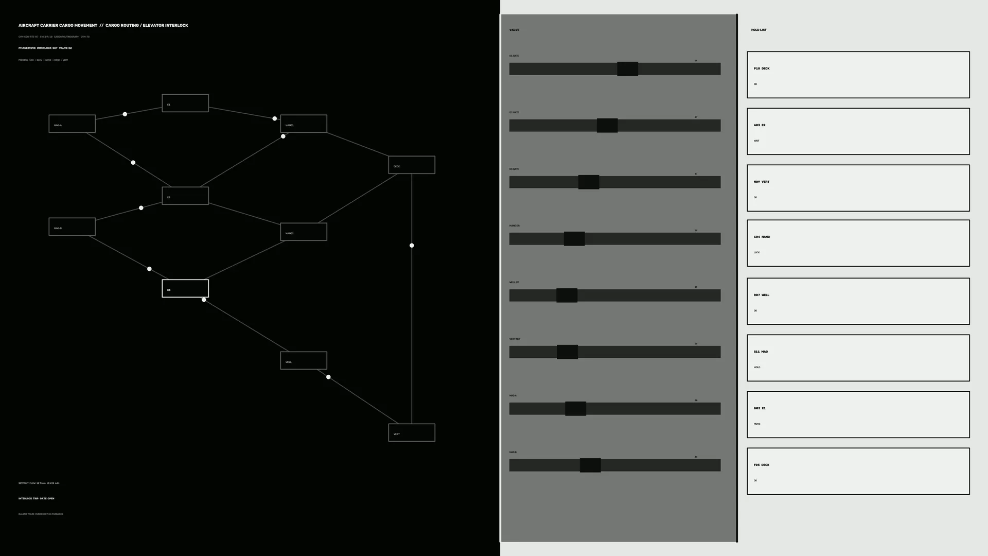 Aircraft cargo routing schematic in black and gray — free 3840x2160 4K wallpaper image