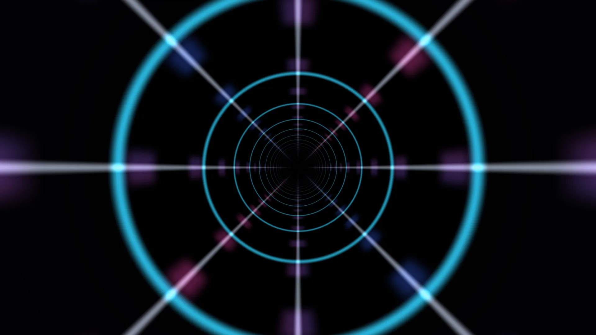 Concentric cyan rings on a black radial grid — free 3840x2160 4K wallpaper image