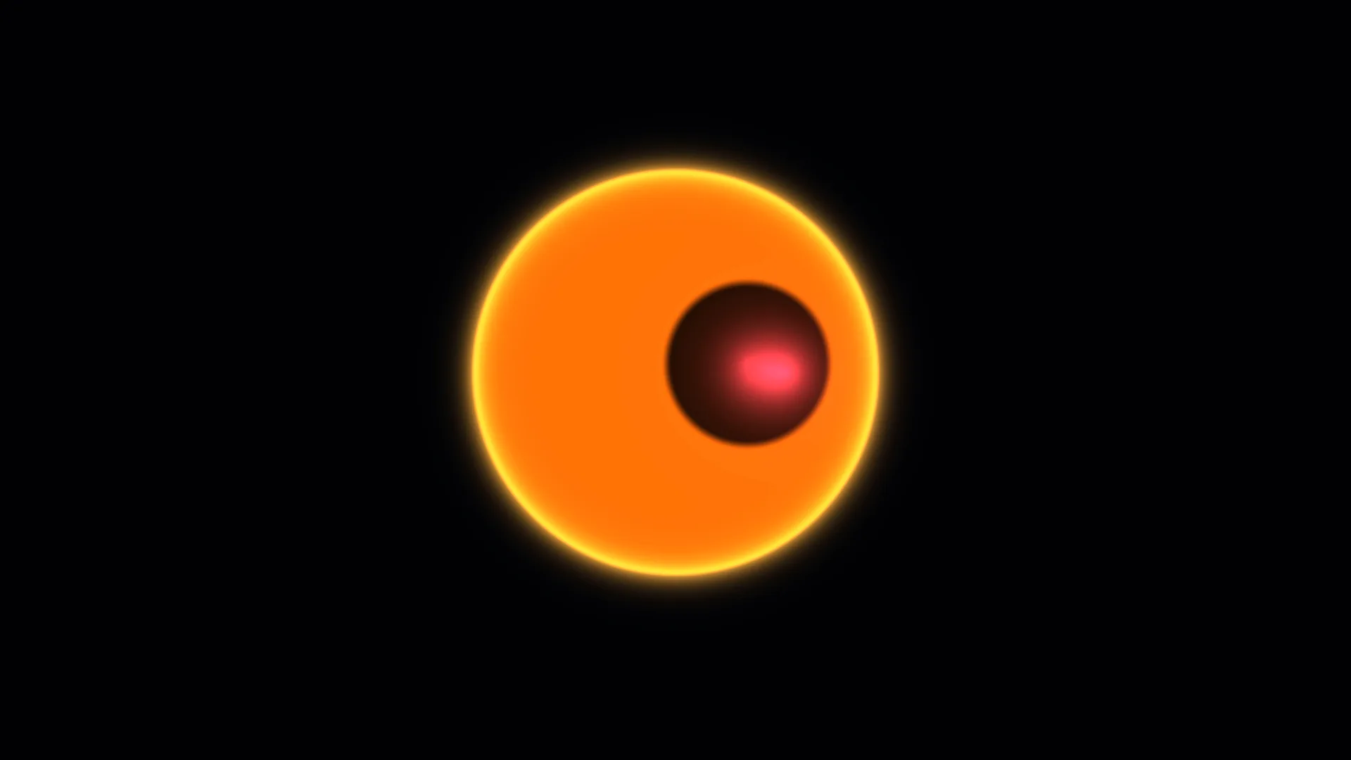 Orange orb with glowing red central sphere — free 3840x2160 4K wallpaper image