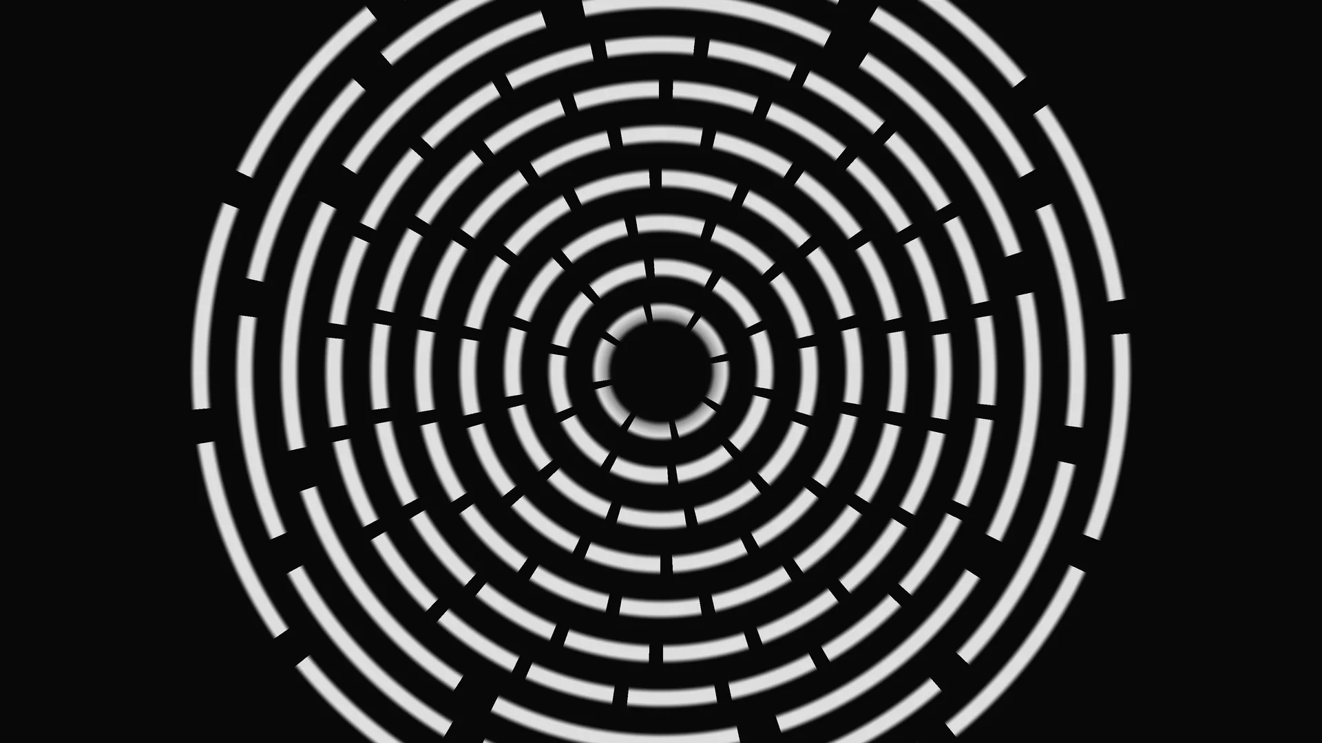 Concentric segmented rings in monochrome geometry — free 3840x2160 4K wallpaper image