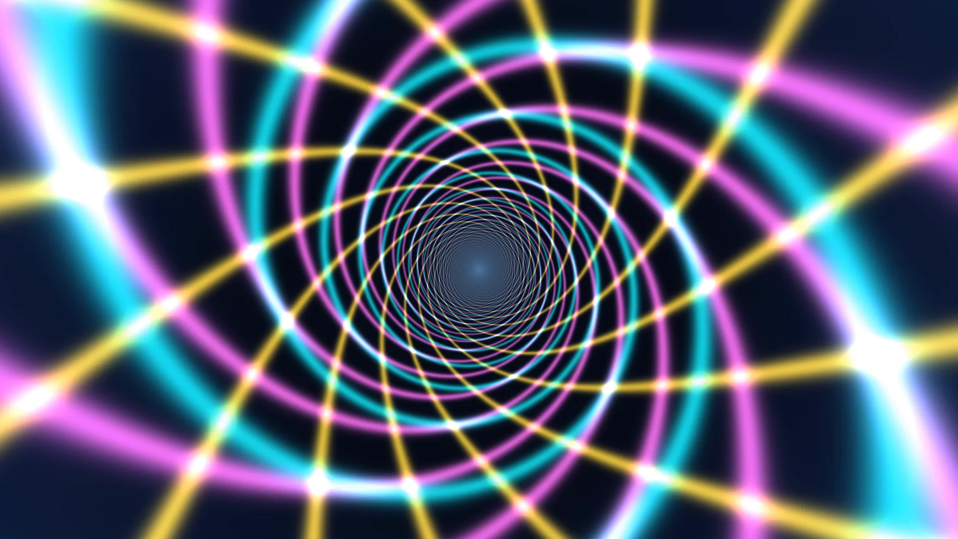 Neon concentric rings with intersecting light paths — free 3840x2160 4K wallpaper image