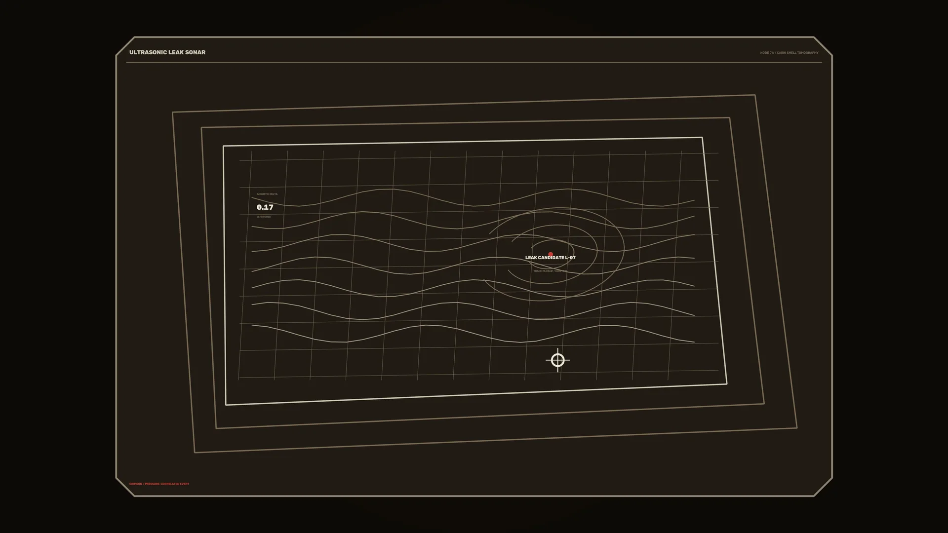 Ultrasonic leak sonogram with contour grid — free 3840x2160 4K wallpaper image